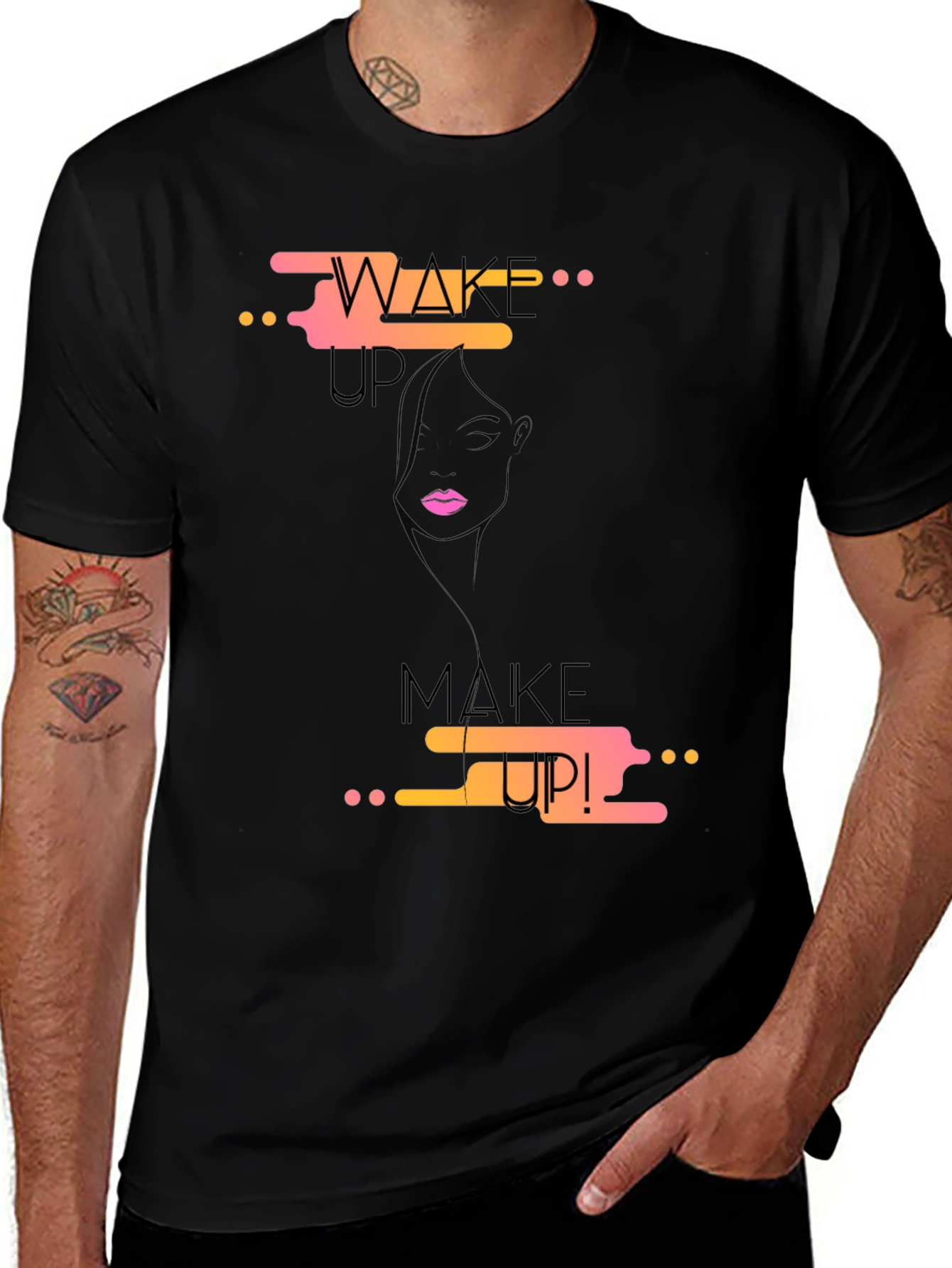Variant 5 of Wake Up, Make Up! T-Shirt - Stylish Graphic Tee