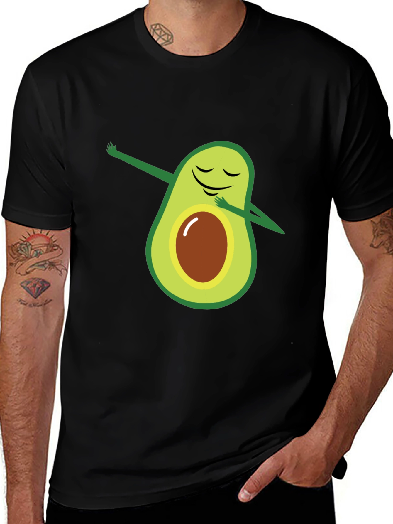Variant 14 of Dabbing Avocado Black T-Shirt