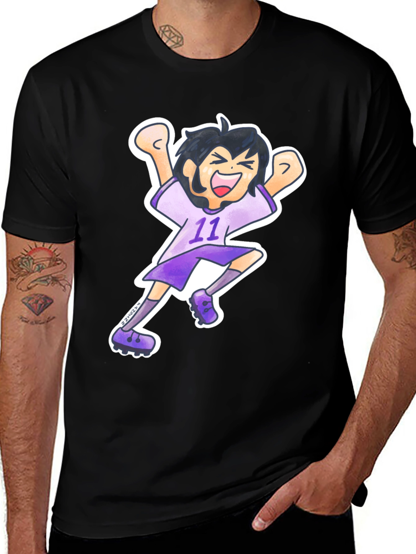 Variant 11 of Cartoon Soccer Player Graphic Tee