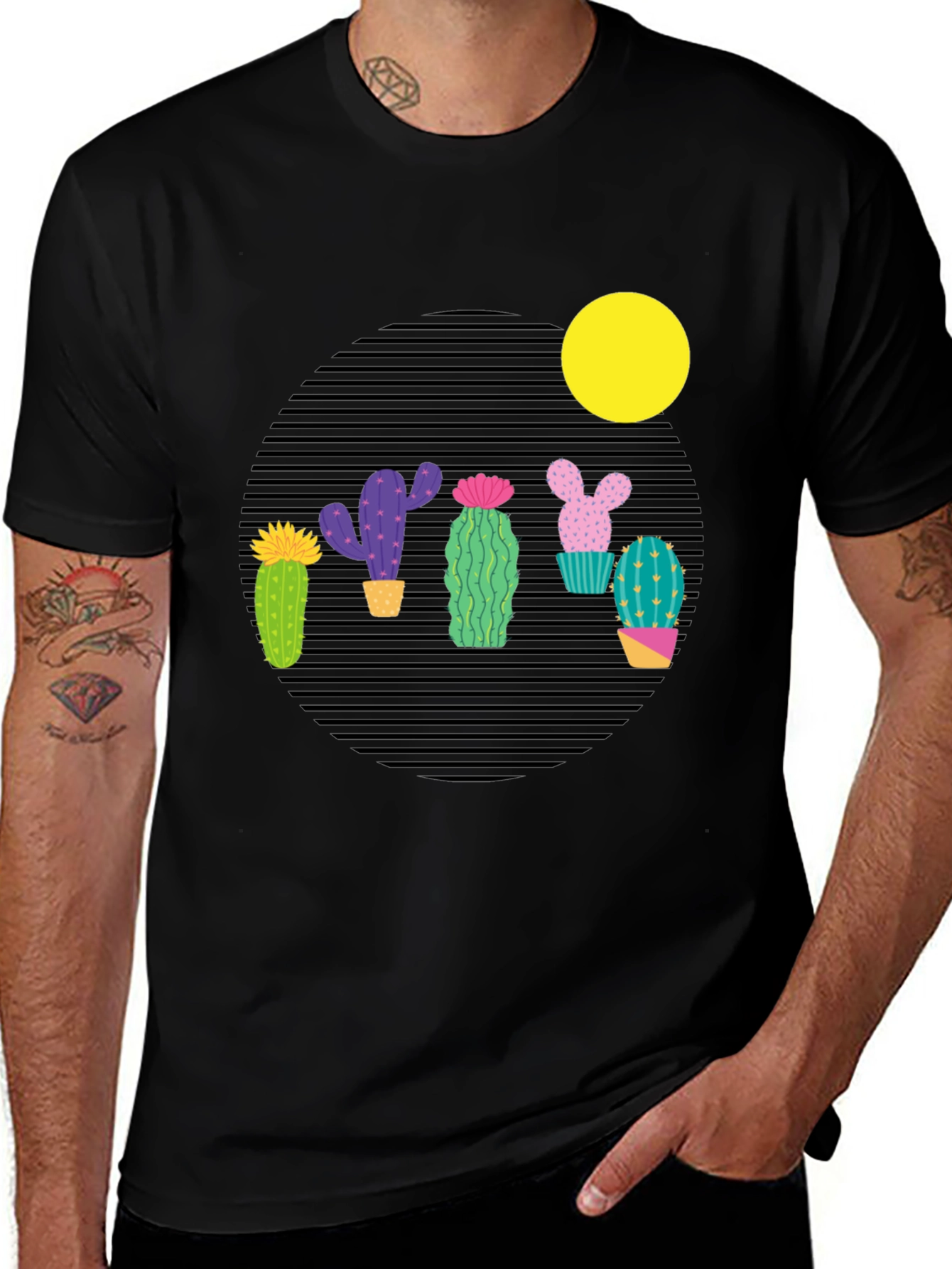 Variant 16 of Cactus Graphic Print Crew Neck Tee