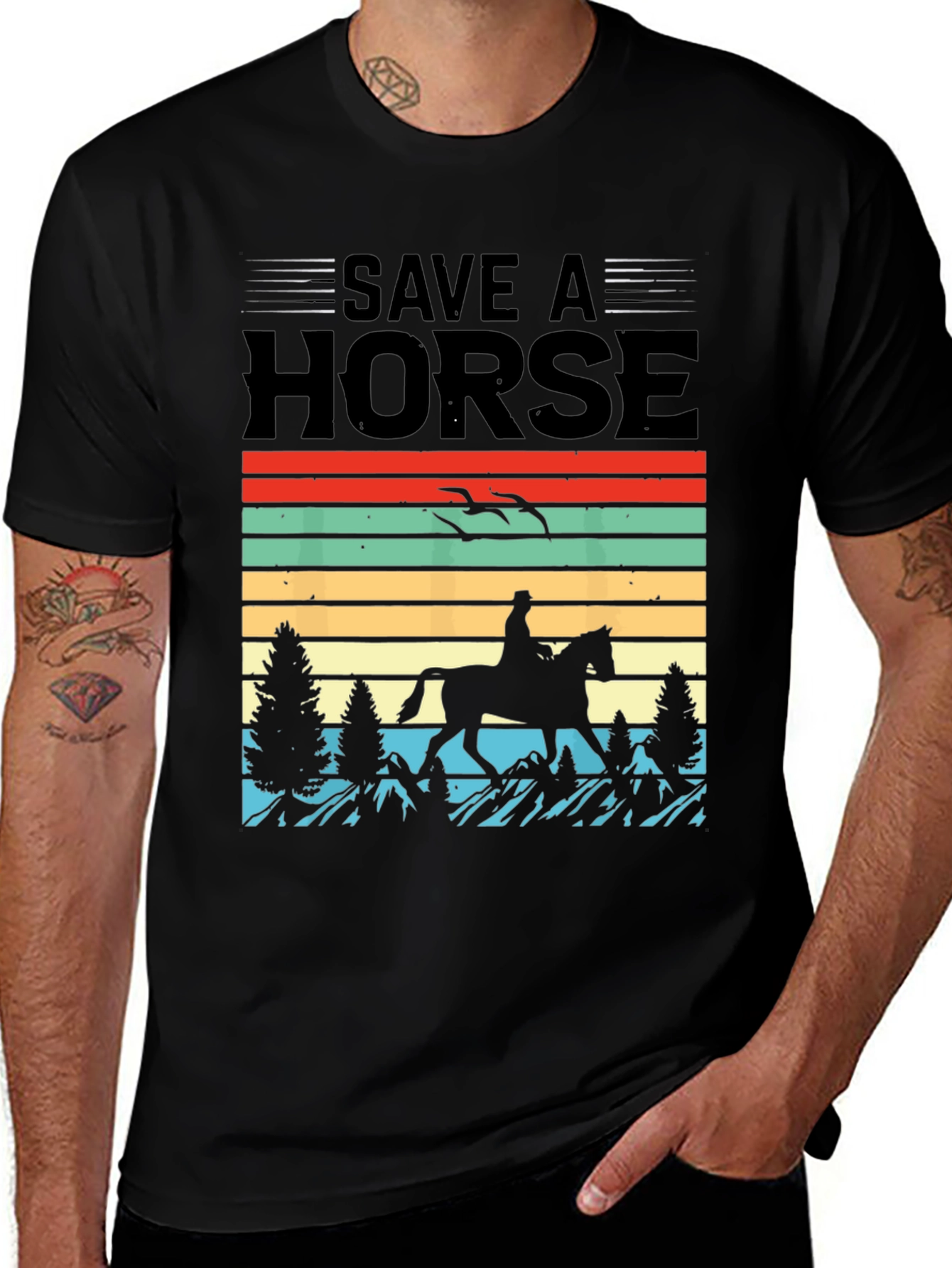 Variant 7 of Save a Horse T-Shirt: Retro Equestrian Tee