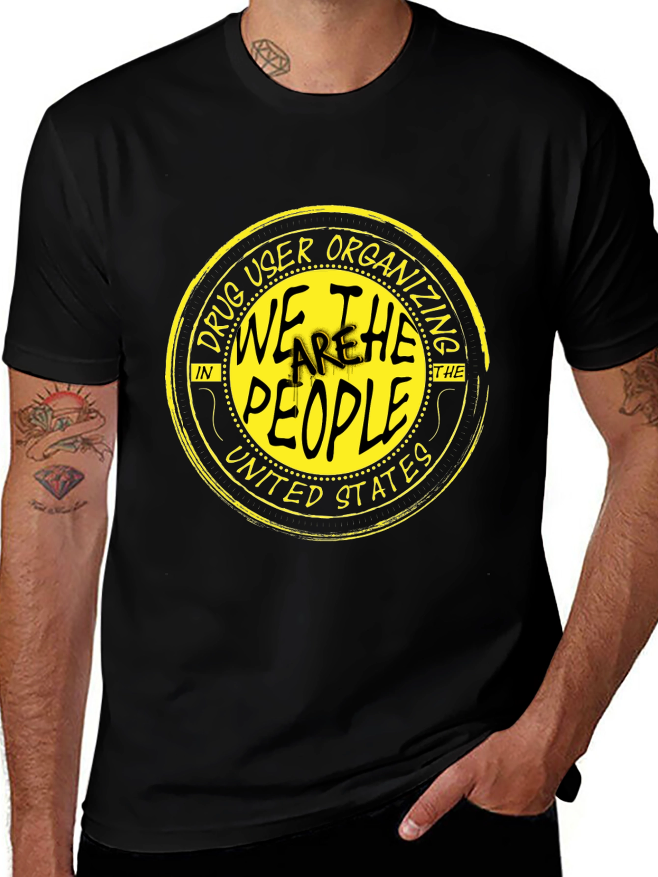 Variant 5 of Drug User Organizing Black T-Shirt