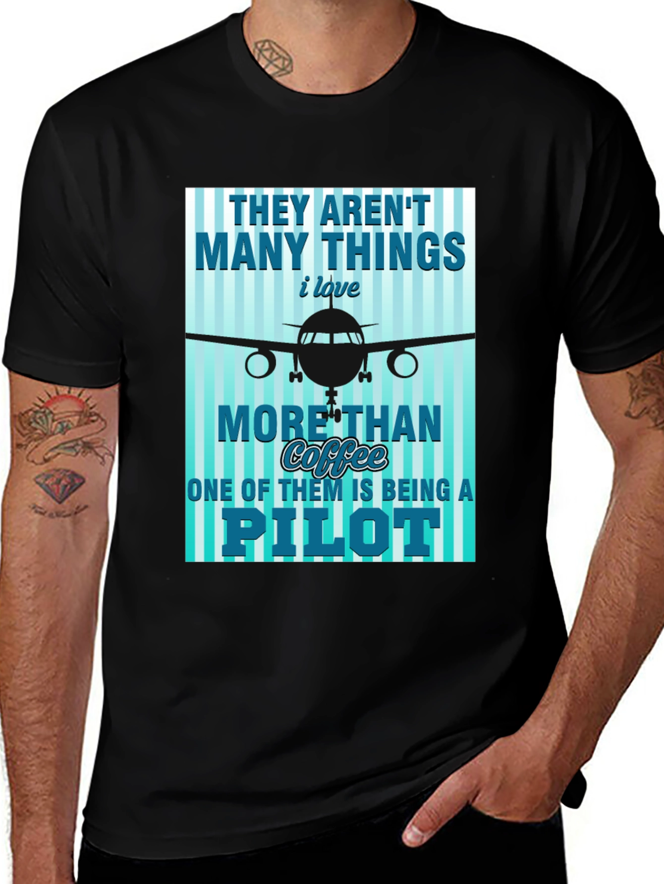 Pilot Coffee Graphic T-Shirt - Aviation Lover Tee