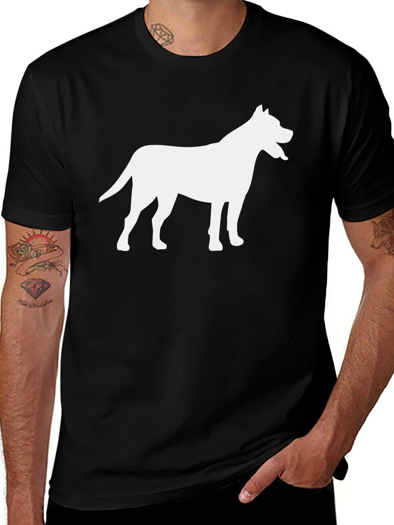 Variant 21 of Dog Silhouette Graphic T-Shirt - Black