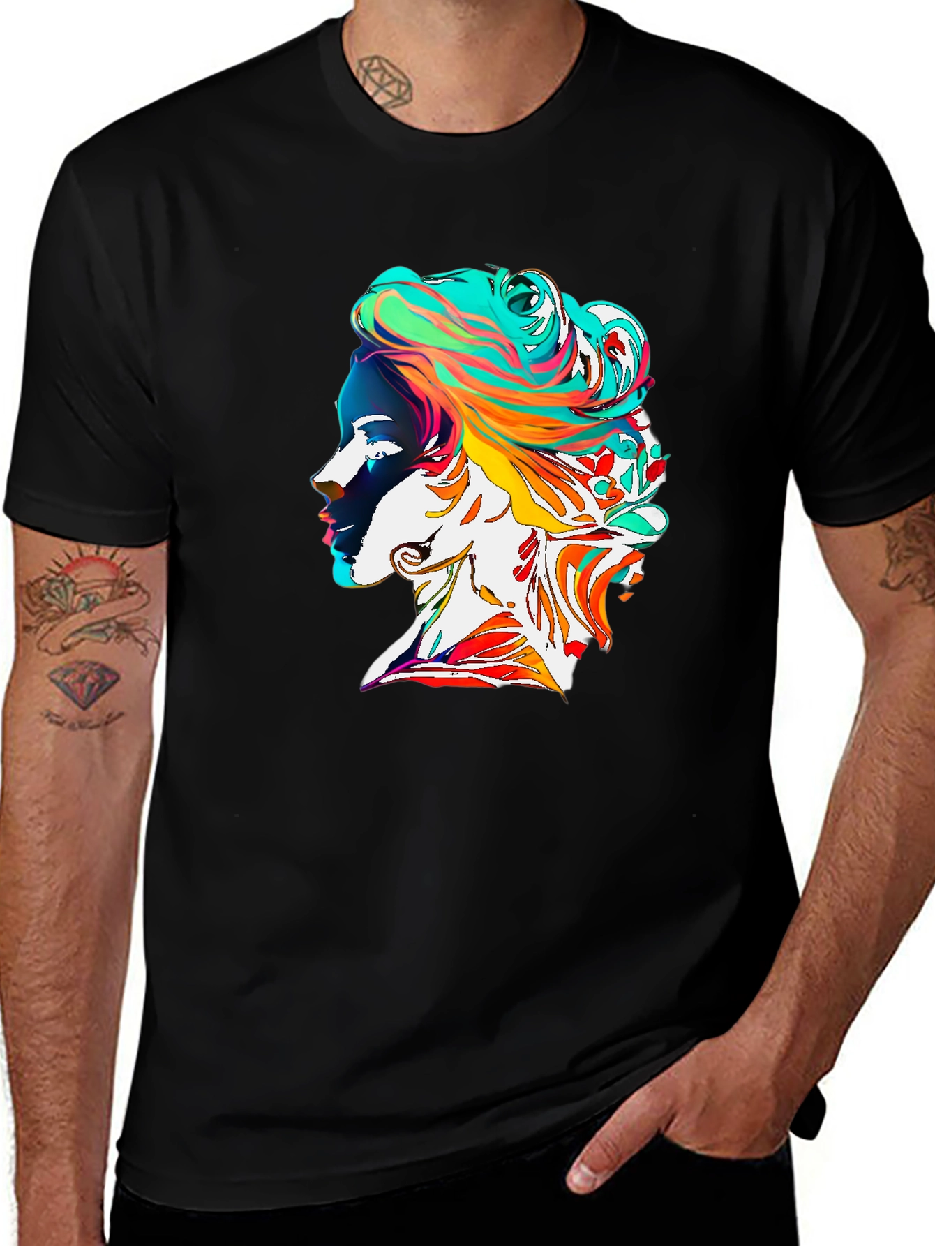 Variant 5 of Abstract Woman Graphic Black Tee