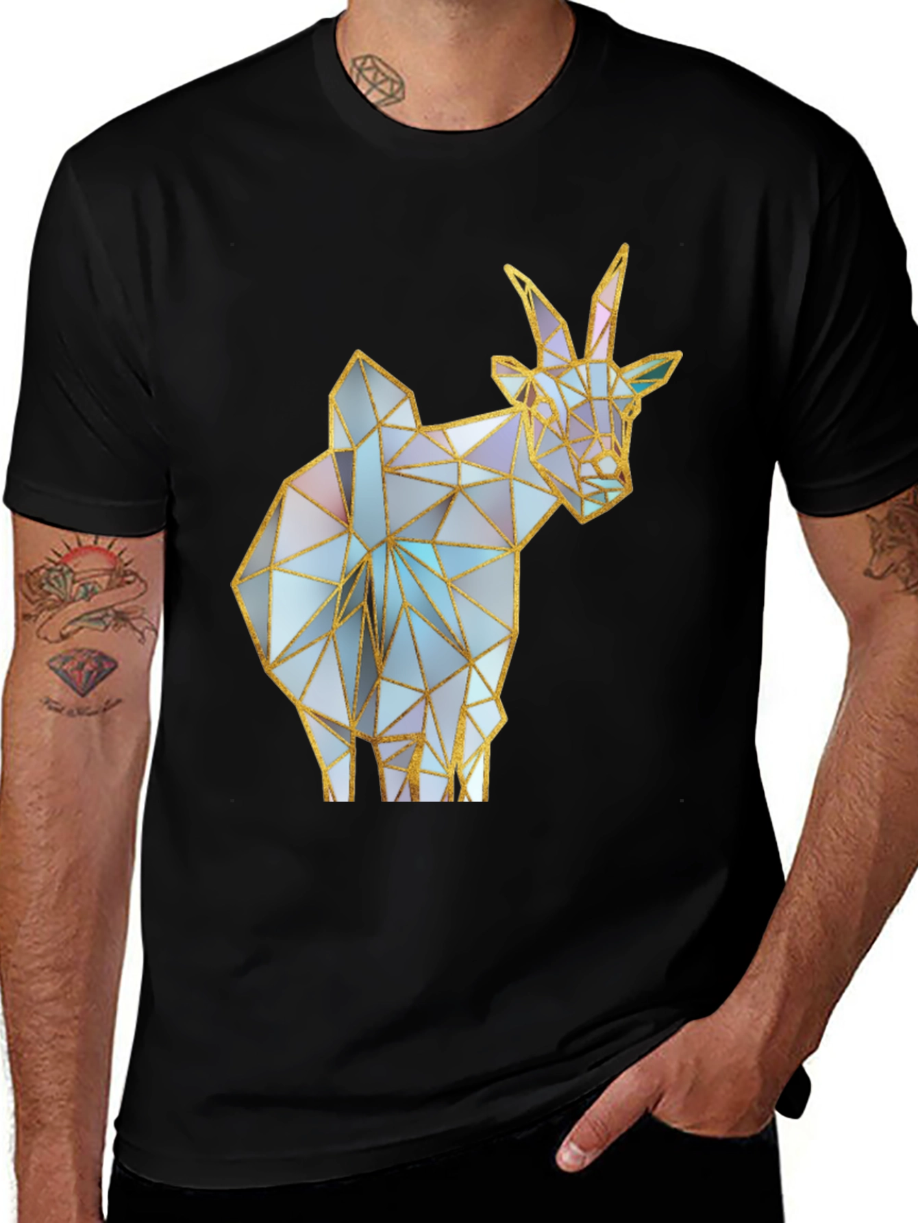 Variant 27 of Geometric Goat Graphic Tee - Modern Animal Design