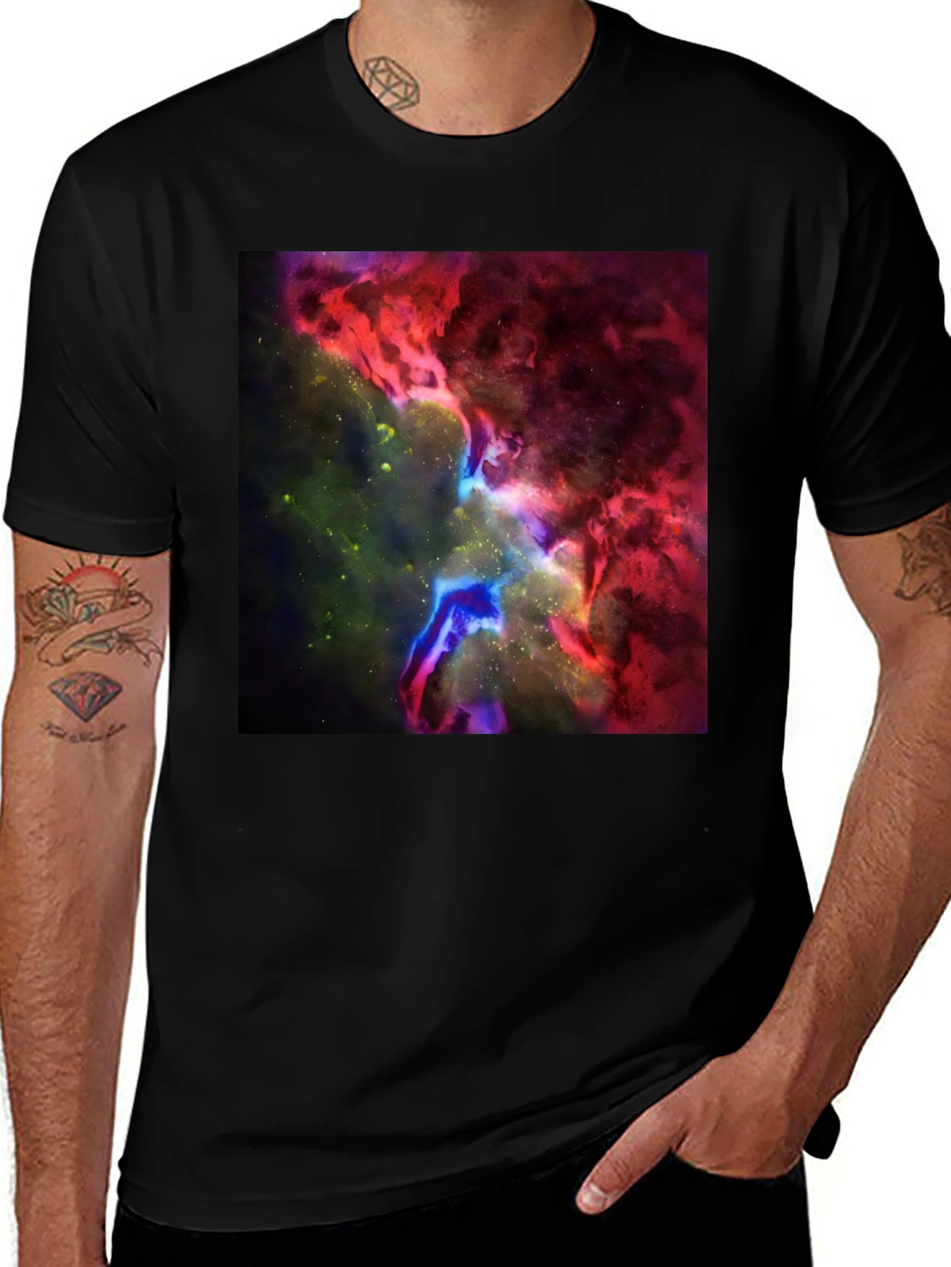 Variant 13 of Nebula Print Black T-Shirt - Galaxy Design