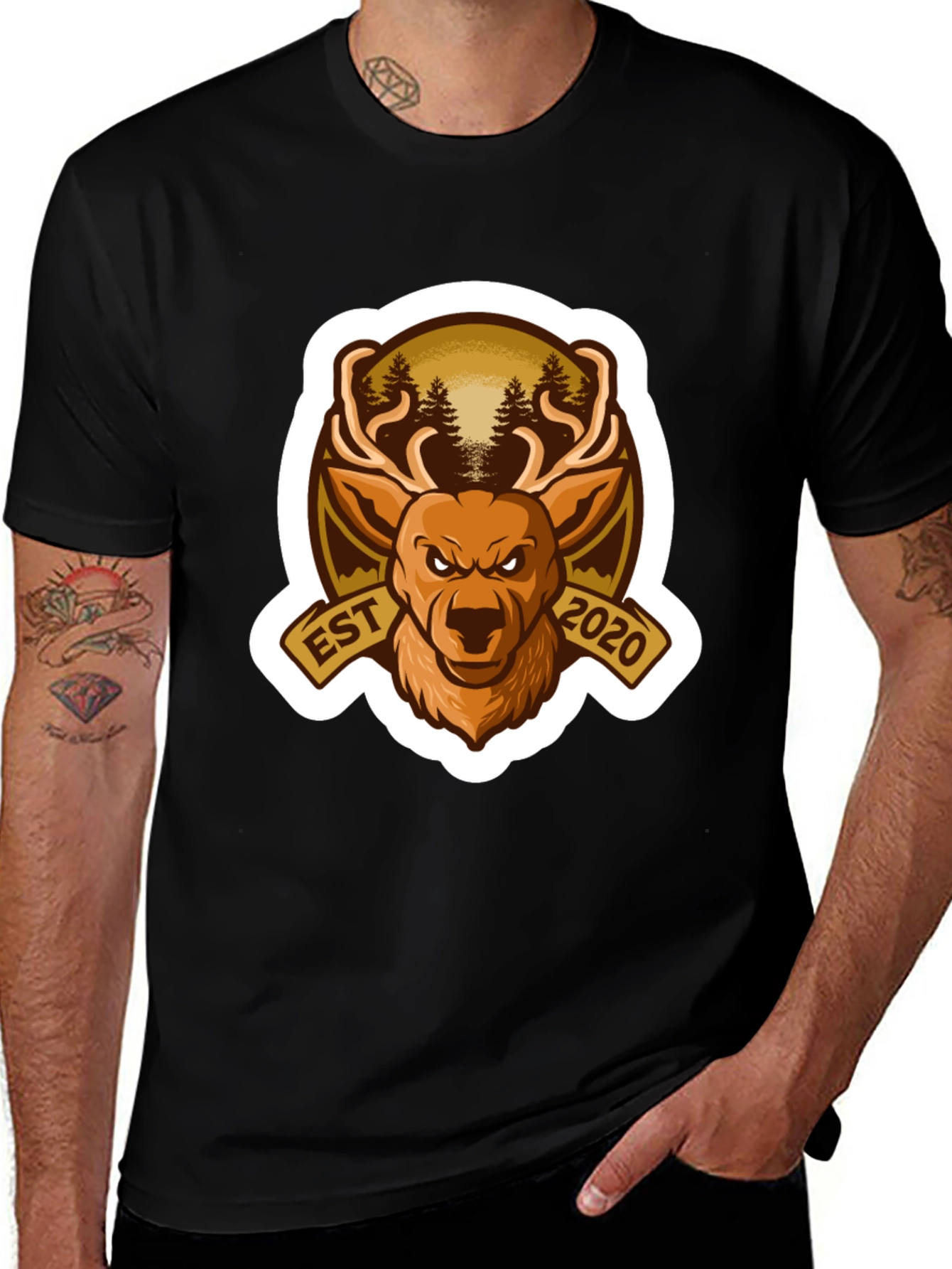 Variant 4 of Hunting Deer Est 2020 Black T-Shirt