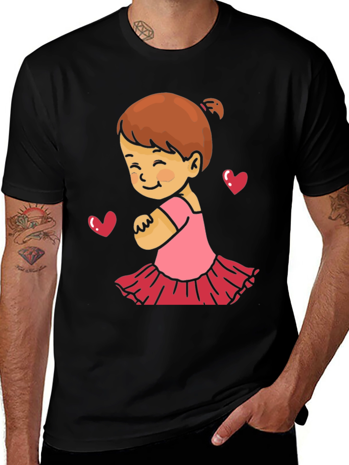 Cute Girl's Love Black T-Shirt
