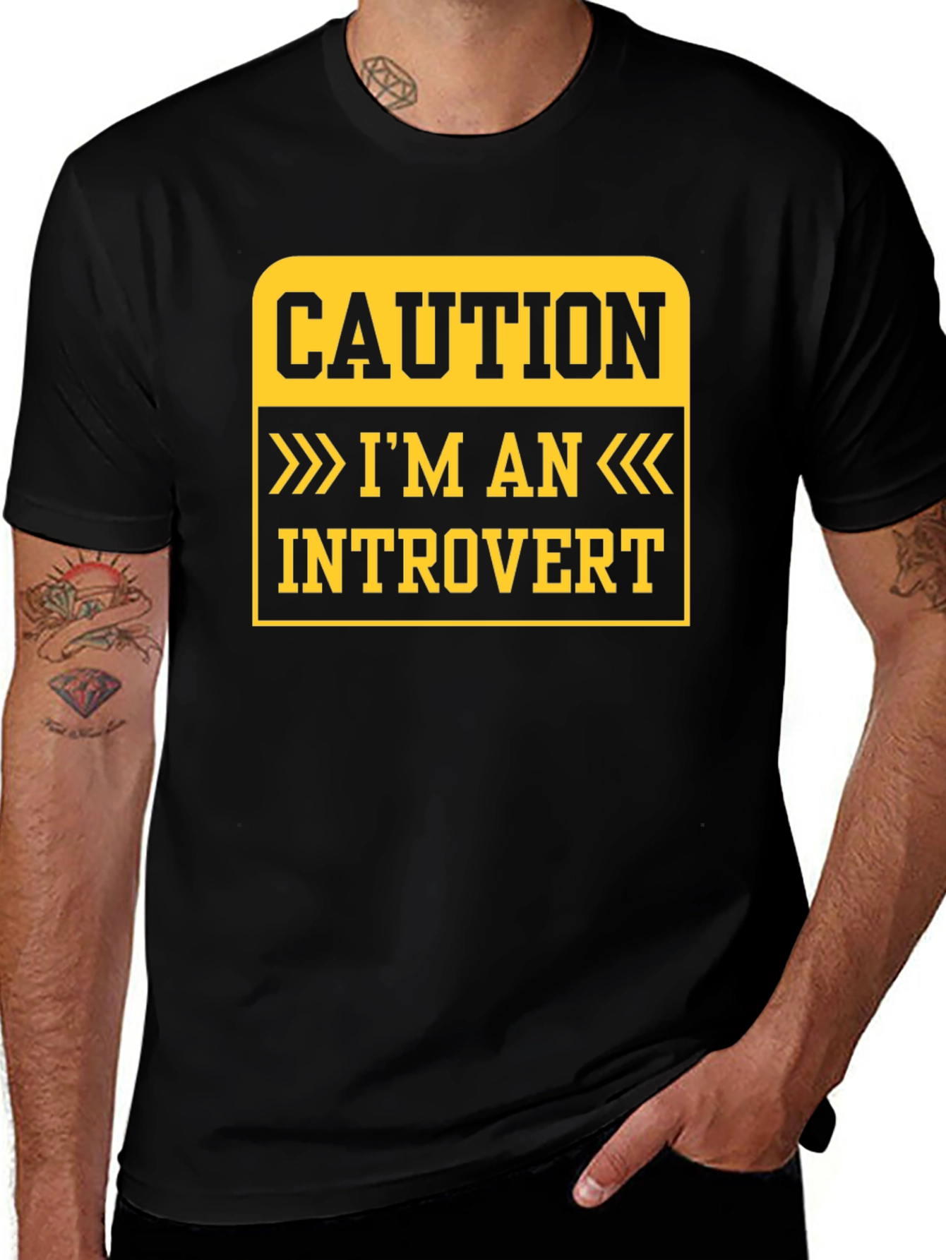 Variant 23 of Caution Introvert T-Shirt - Funny Statement Tee