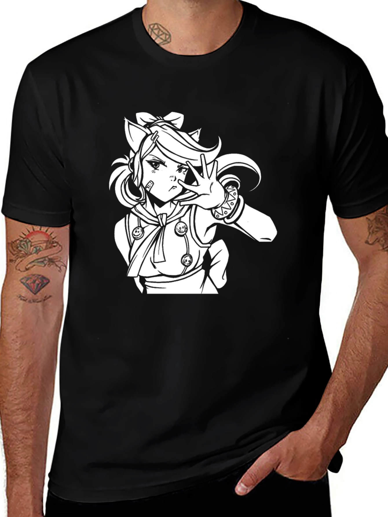 Anime Girl Black T-Shirt