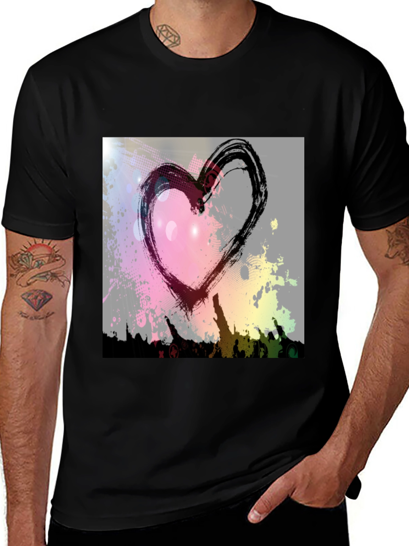 Heart Graphic Black T-Shirt