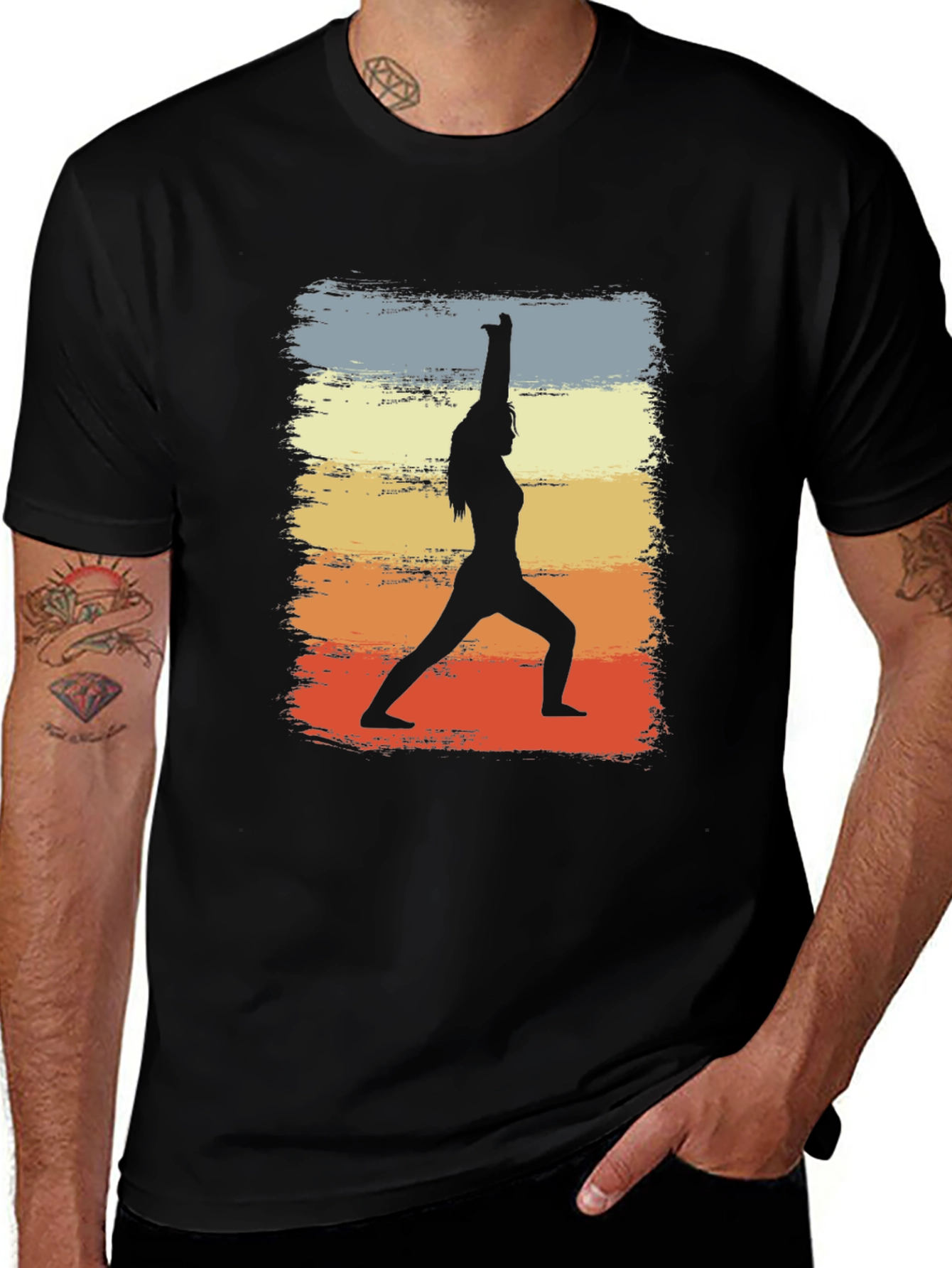 Variant 27 of Yoga Pose Graphic Tee - Retro Style
