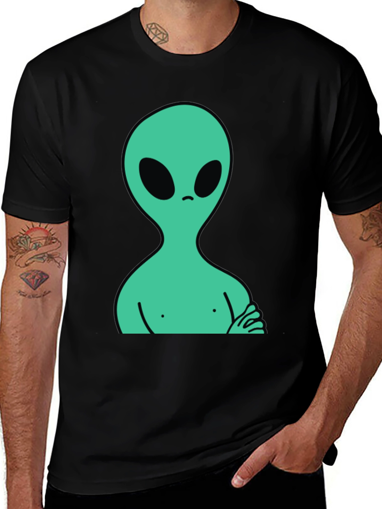 Variant 25 of Alien Graphic Tee - Men's Black T-Shirt