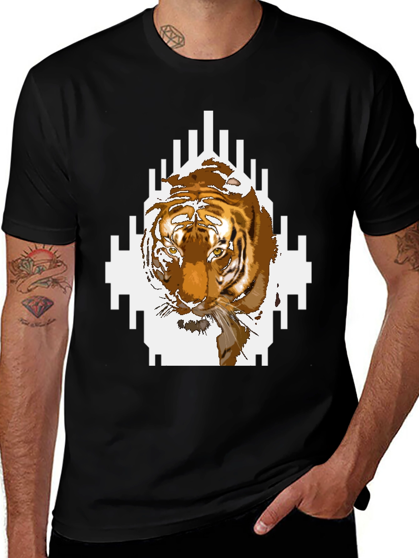 Variant 16 of Tiger Graphic Print Tee - Black
