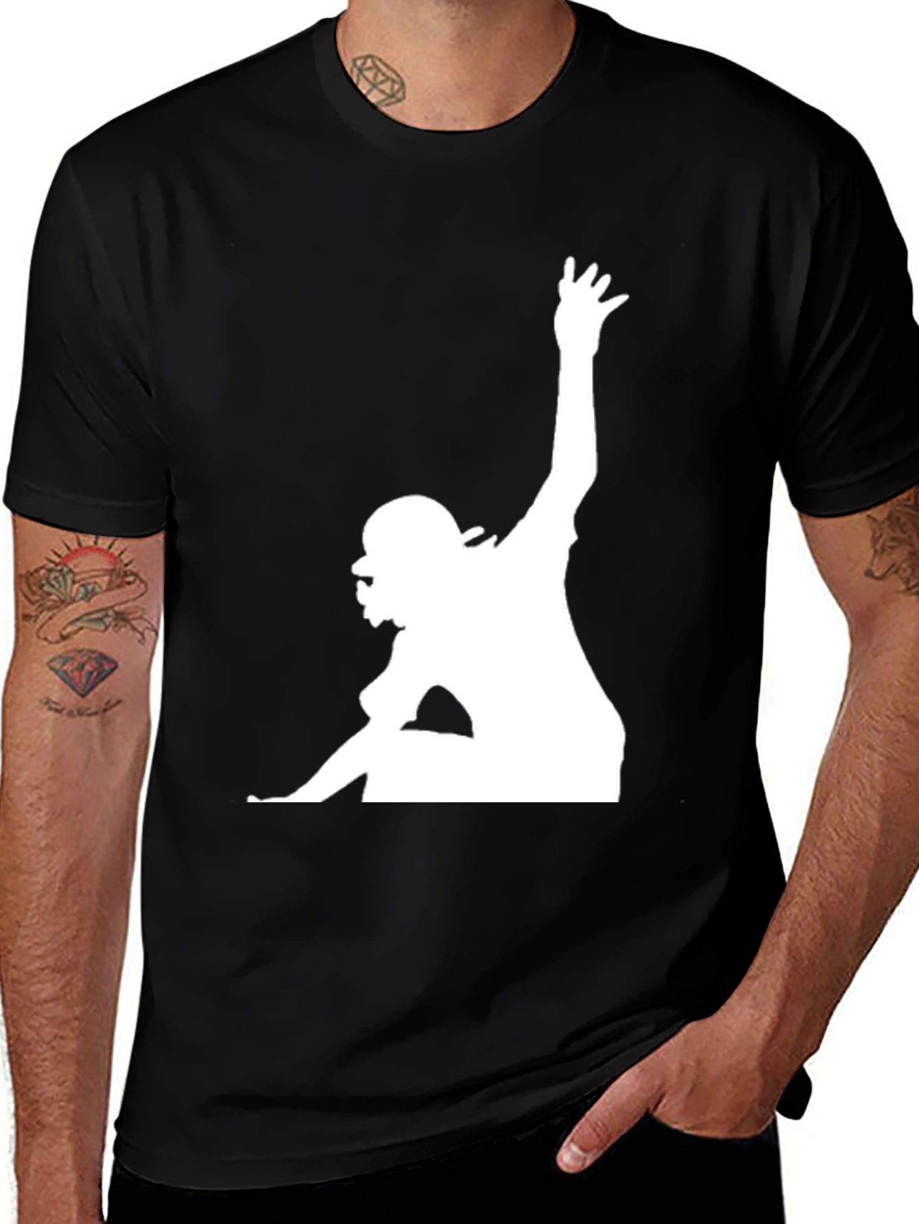 Variant 25 of Urban Black T-Shirt with White Silhouette Graphic