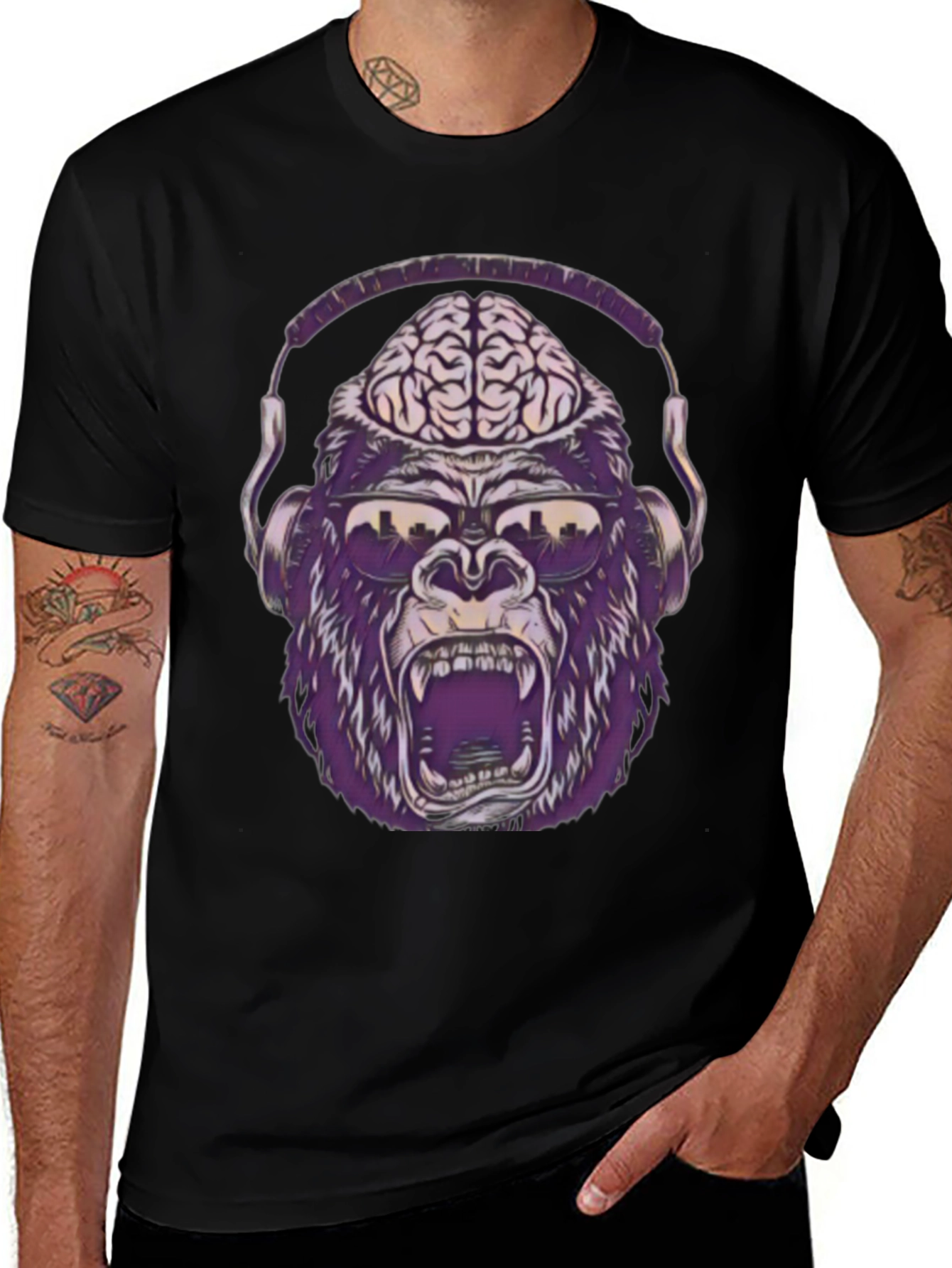 Variant 23 of Cool Ape Brain Graphic T-Shirt