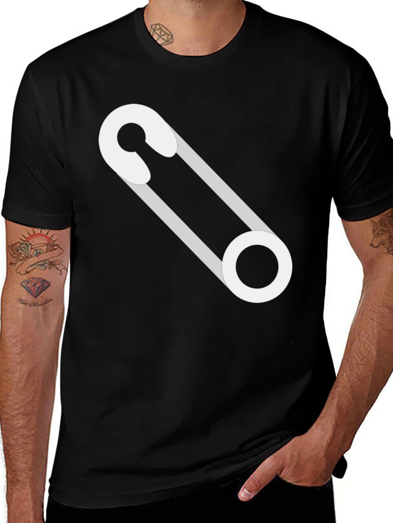 Variant 23 of Safety Pin Graphic T-Shirt - Modern Casual Tee