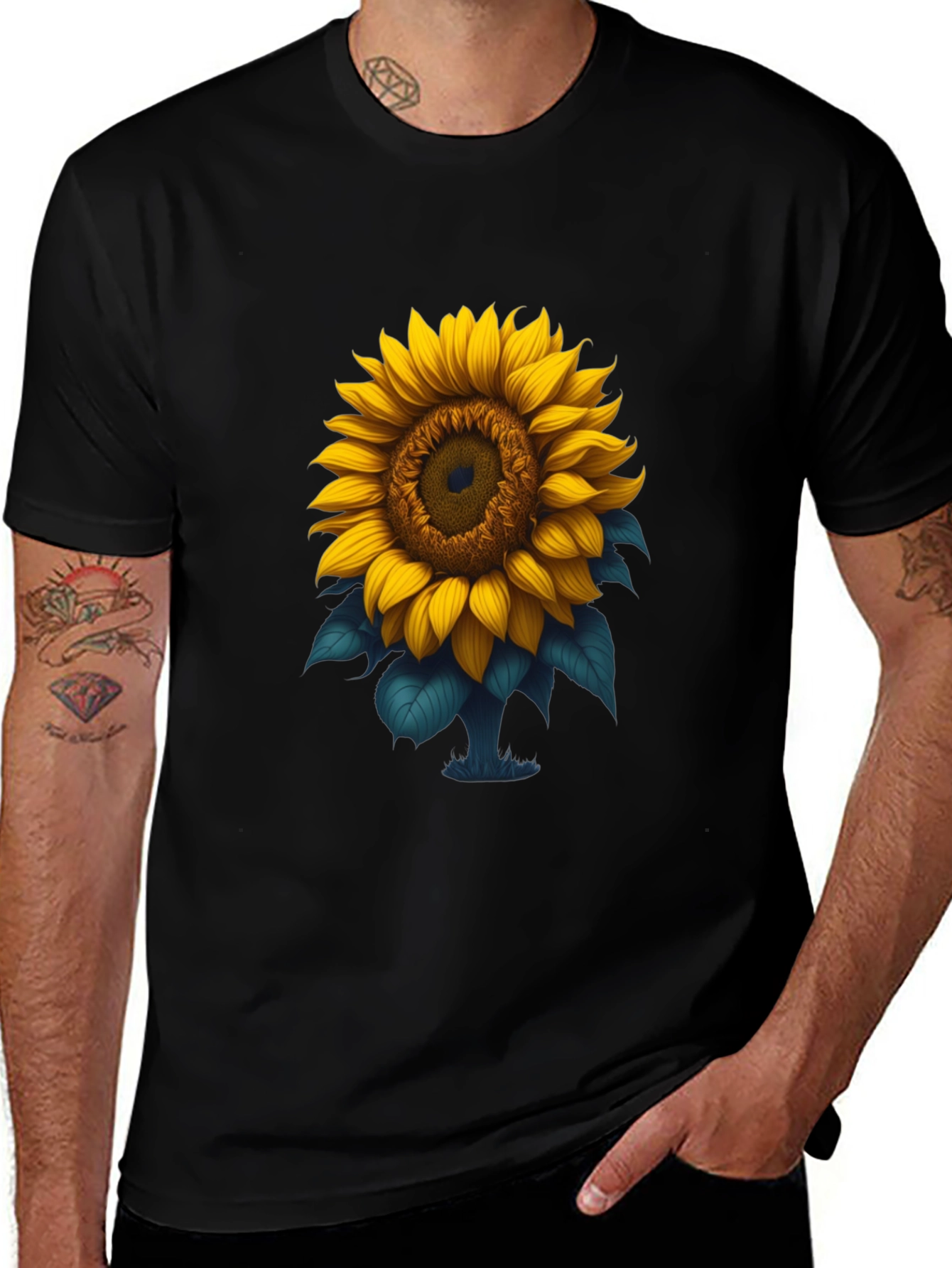 Variant 25 of Sunflower Graphic Black T-Shirt