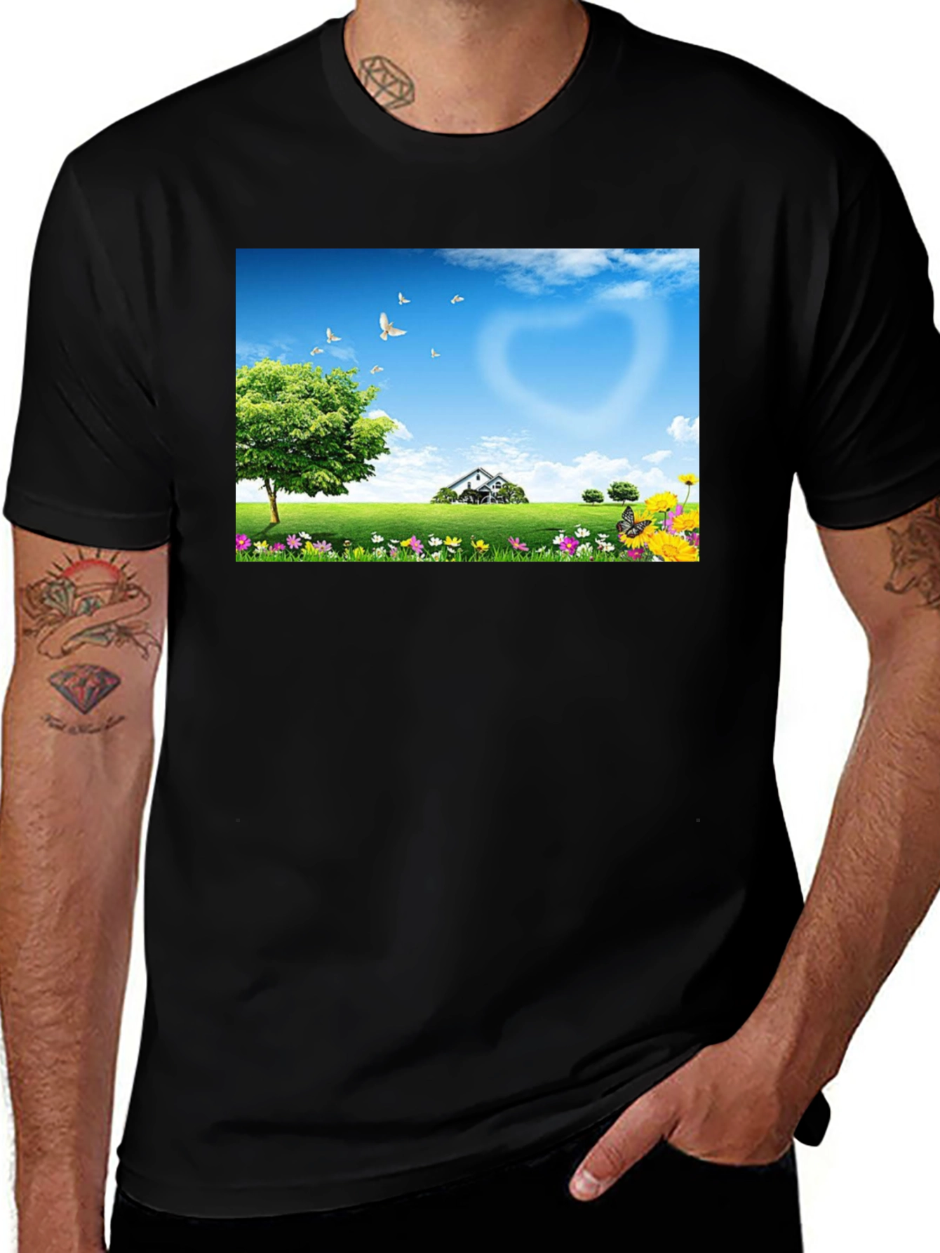 Variant 13 of Scenic Meadow Print T-Shirt