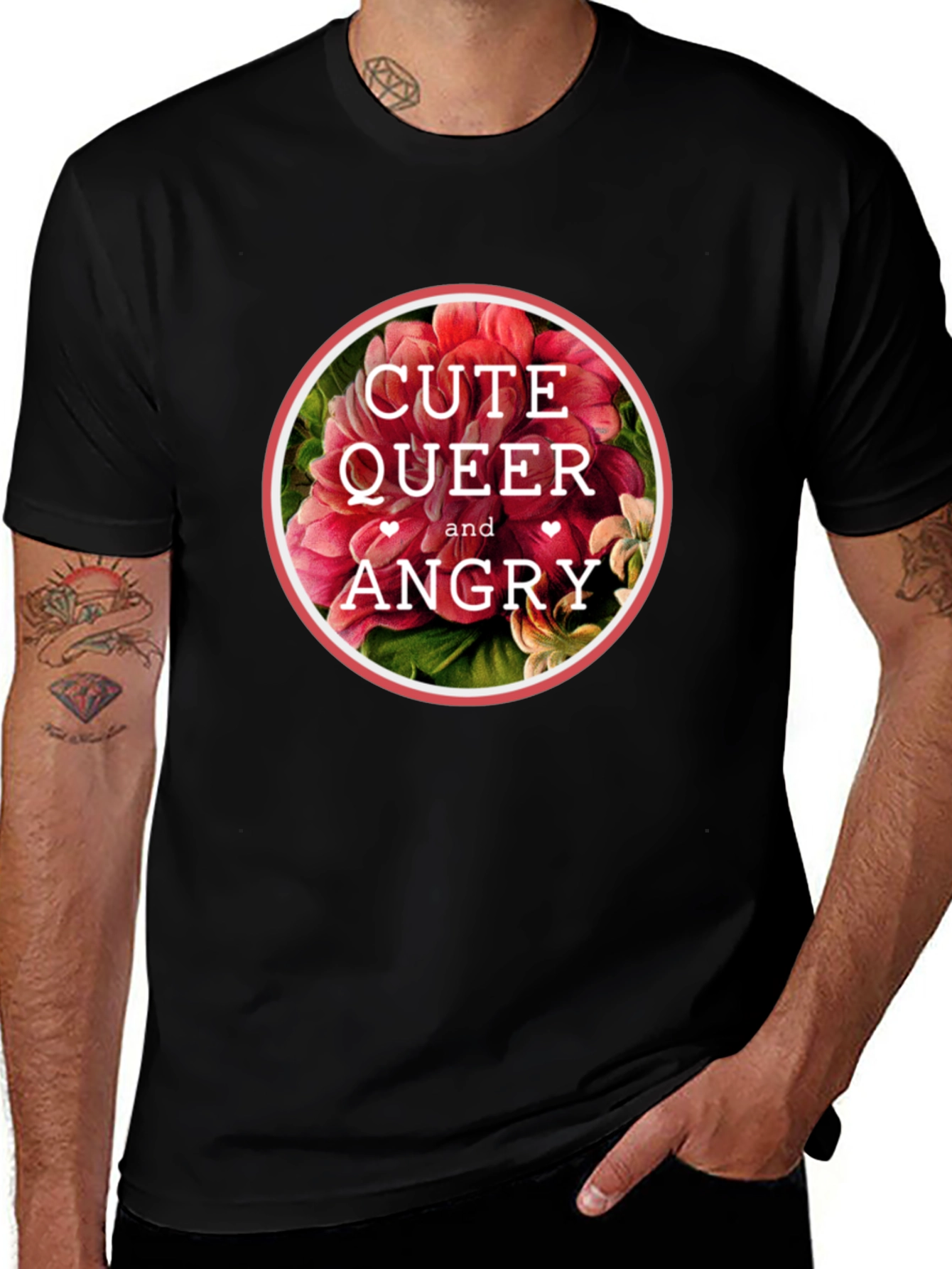 Variant 26 of Cute Queer and Angry Floral T-Shirt