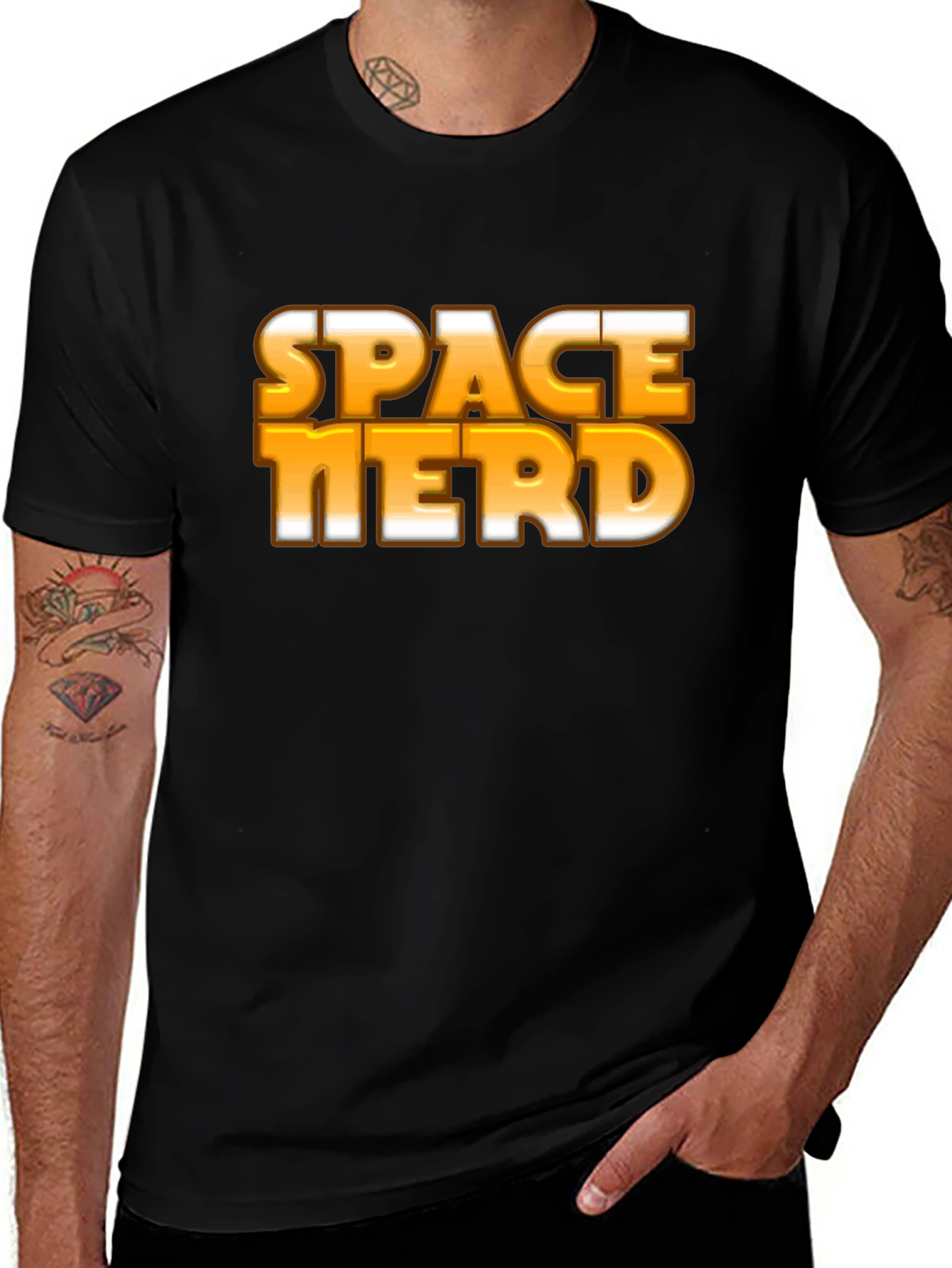 Space Nerd Graphic T-Shirt - Black Cotton Tee