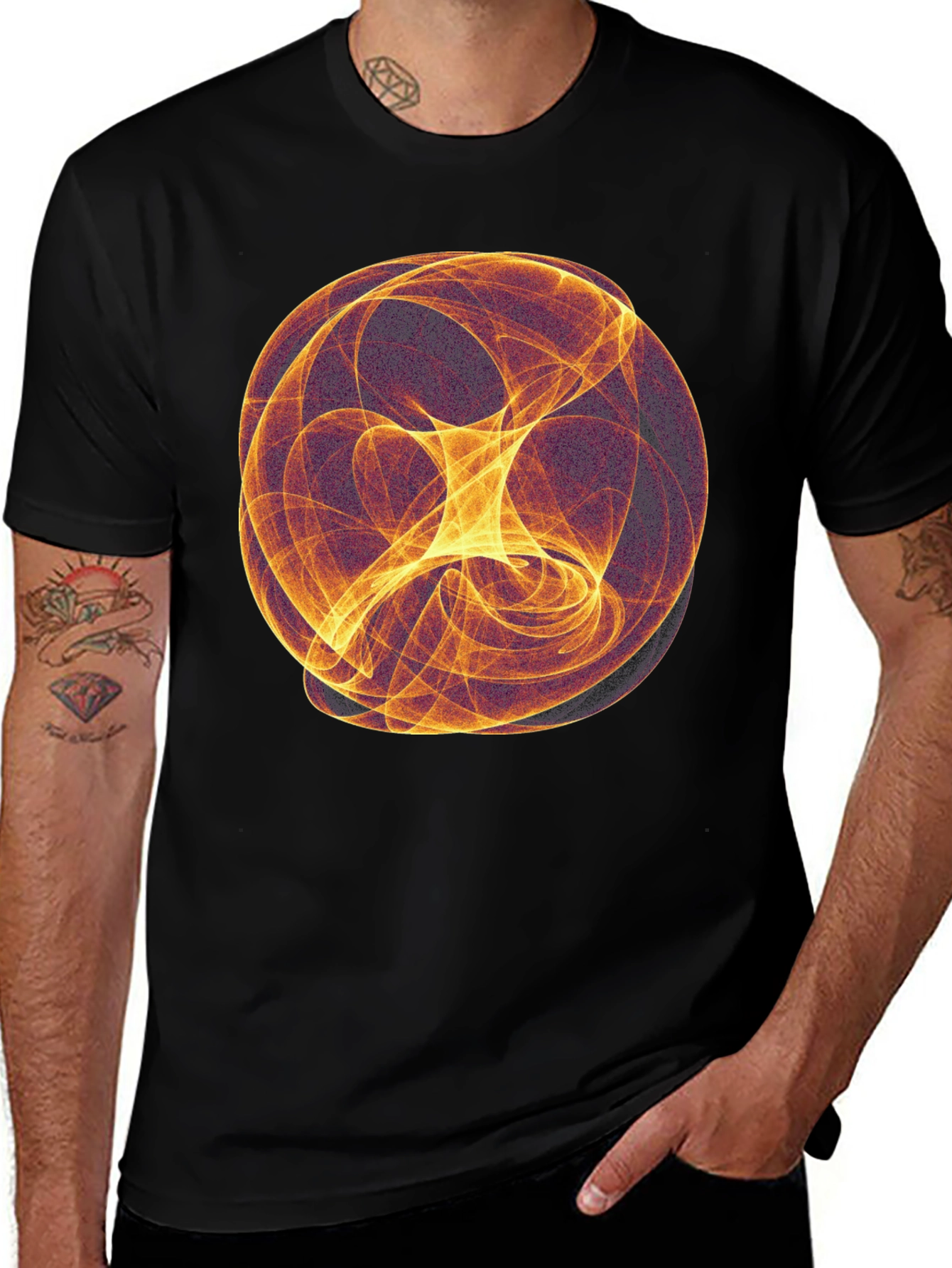 Variant 5 of Abstract Sphere Graphic Black T-Shirt