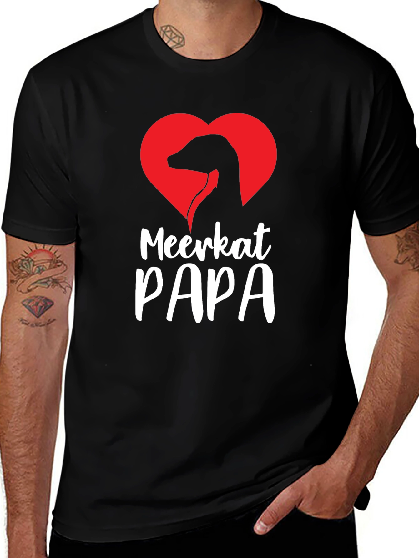 Variant 2 of Meerkat Papa Heart Graphic Tee - Perfect Gift for Dad!