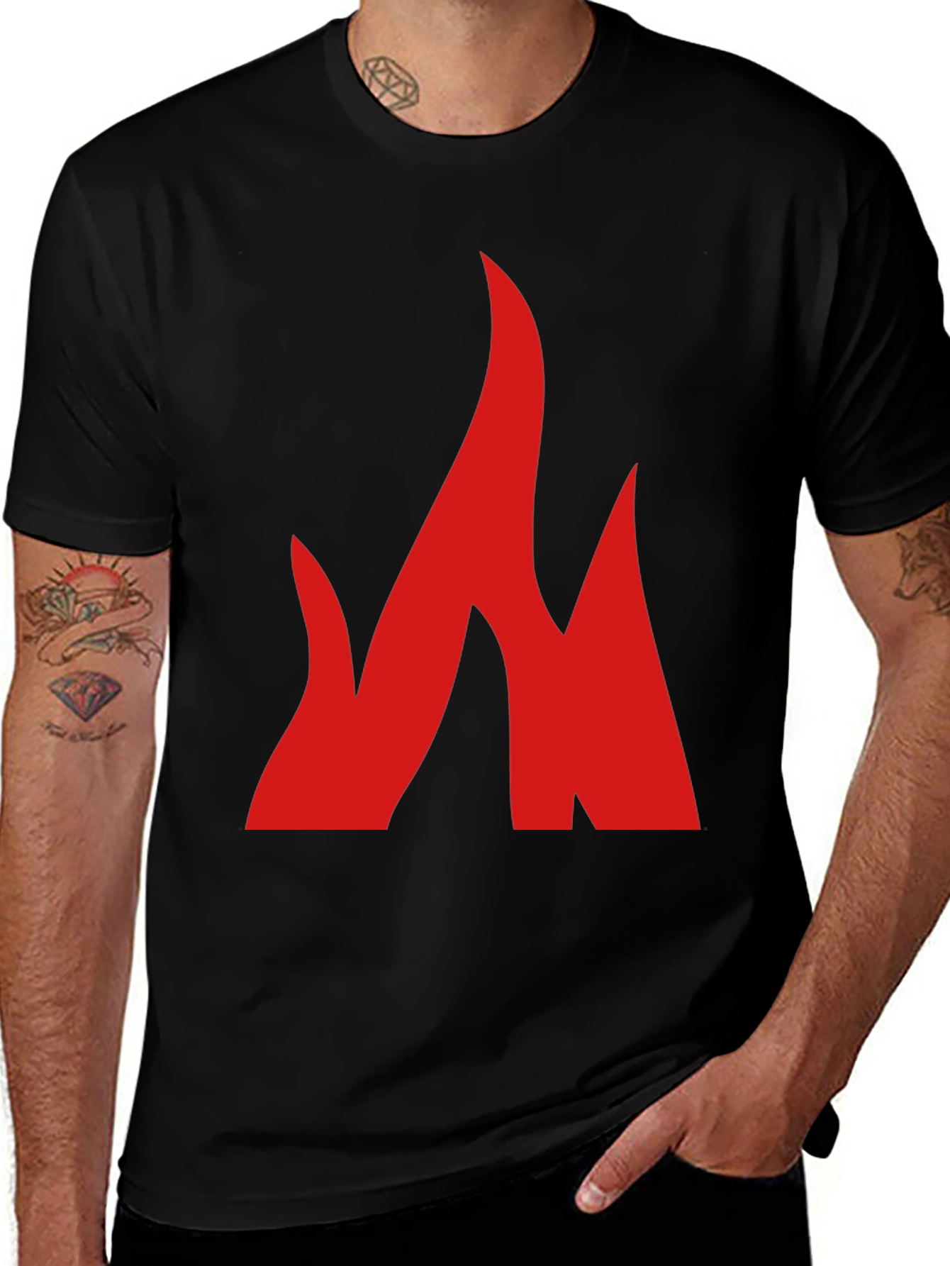 Variant 24 of Bold Flame Graphic Tee - Black Cotton Casual Shirt