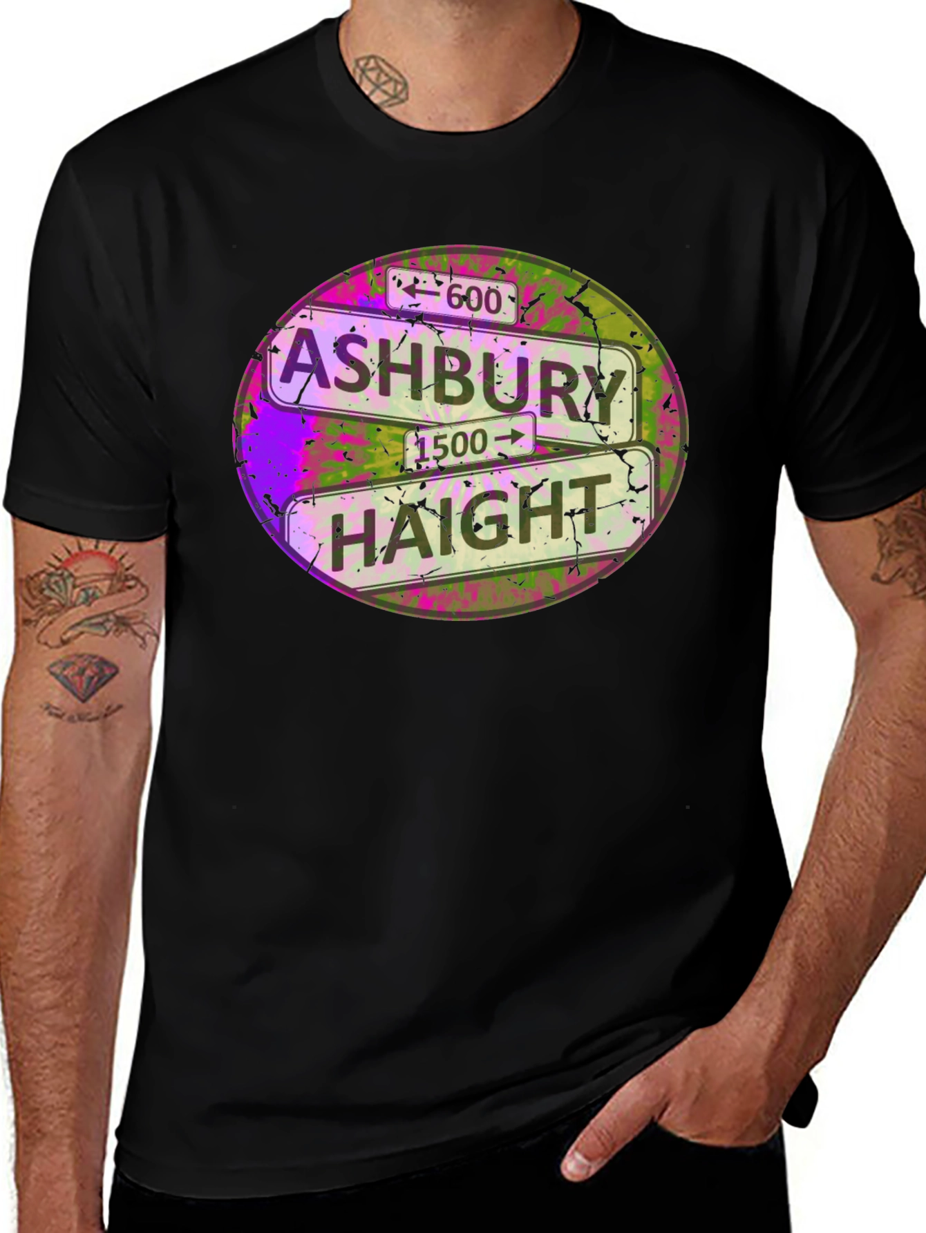 Variant 17 of Ashbury Haight Graphic T-Shirt - Retro Street Sign Tee