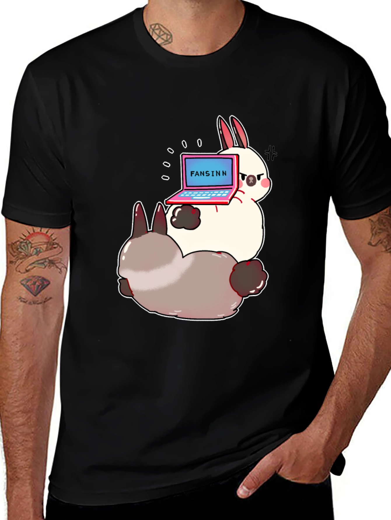 Variant 19 of Funny Bunny Laptop Graphic T-Shirt