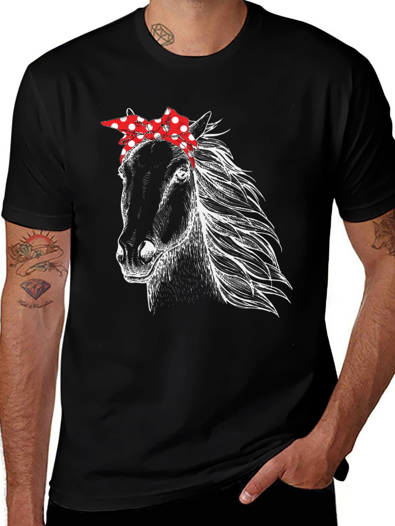 Variant 27 of Horse with Bandana Graphic Tee - Black