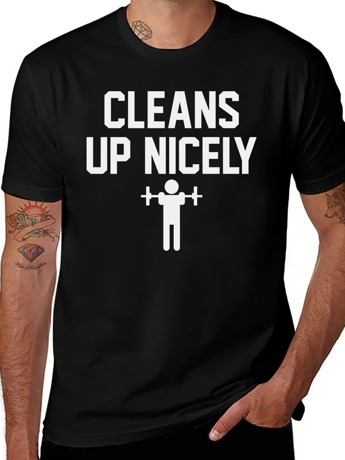 Variant 30 of Cleans Up Nicely Funny Workout T-Shirt