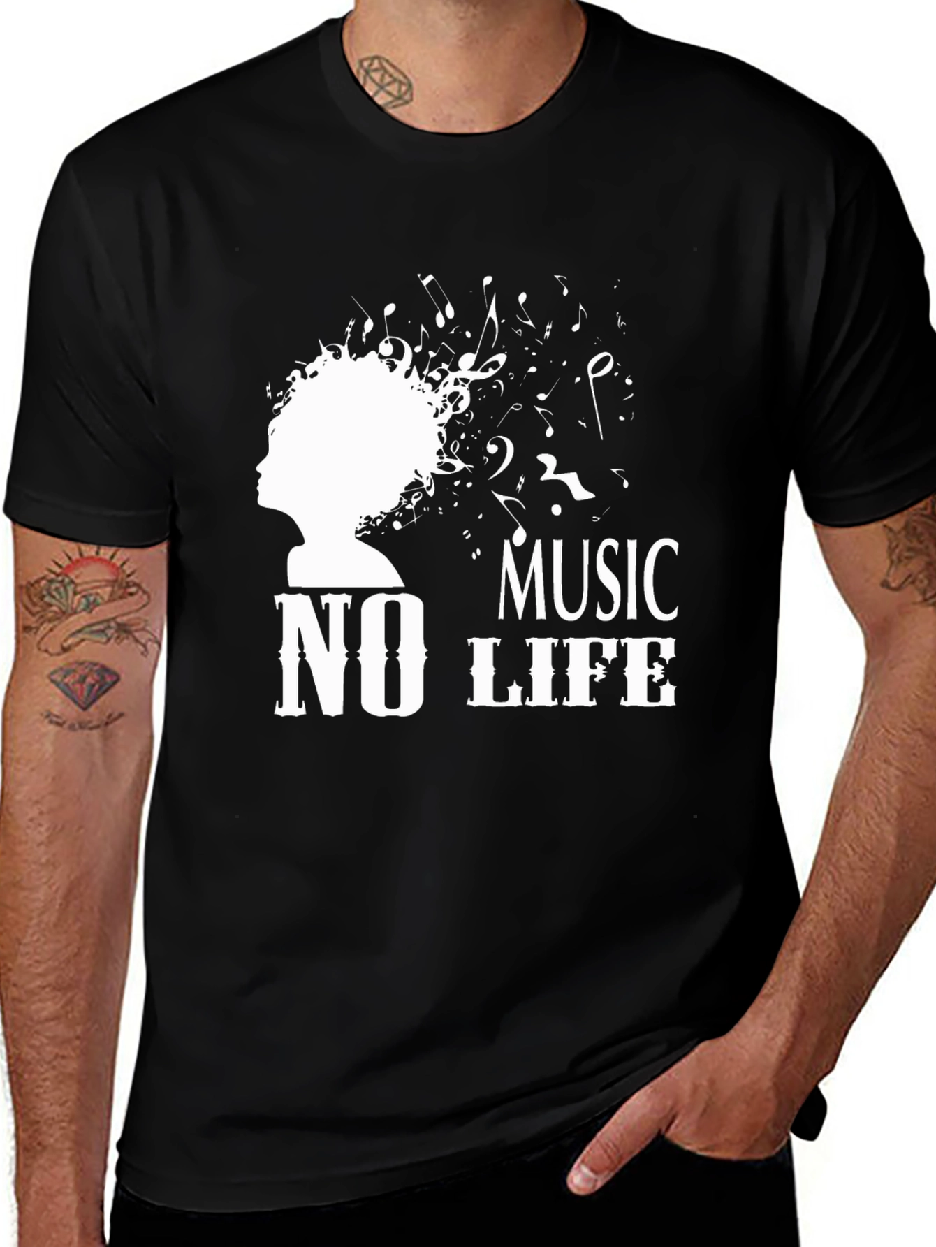 Variant 15 of Music is Life Black Graphic Tee