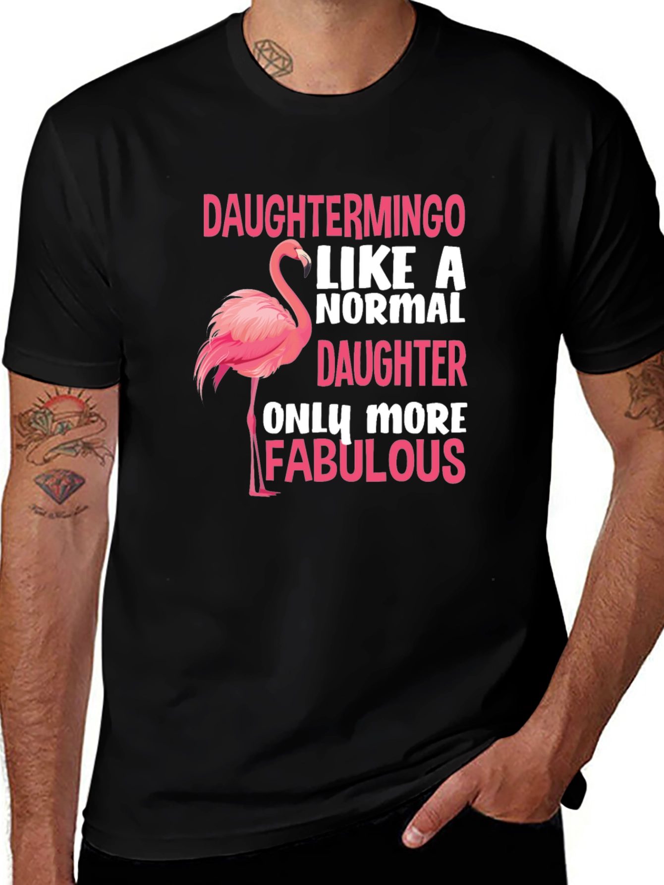Variant 14 of Daughtermino Flamingo Black T-Shirt