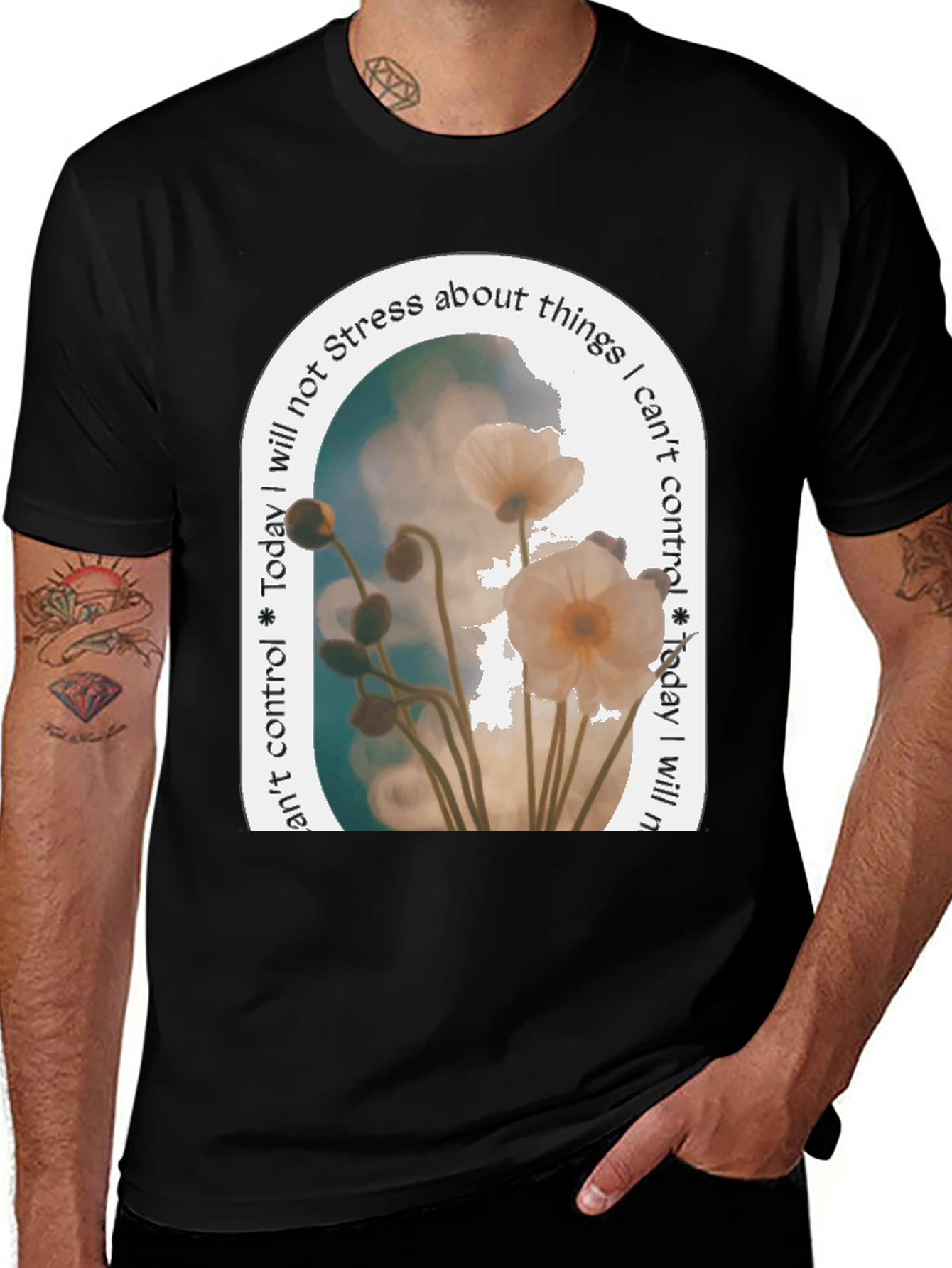 Variant 13 of Floral Serenity T-Shirt: Stress-Free Living