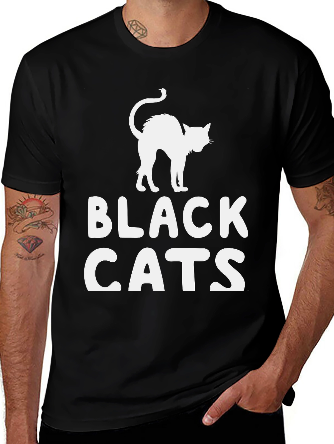 Variant 20 of Black Cats Graphic Tee -  Stylish Halloween T-Shirt