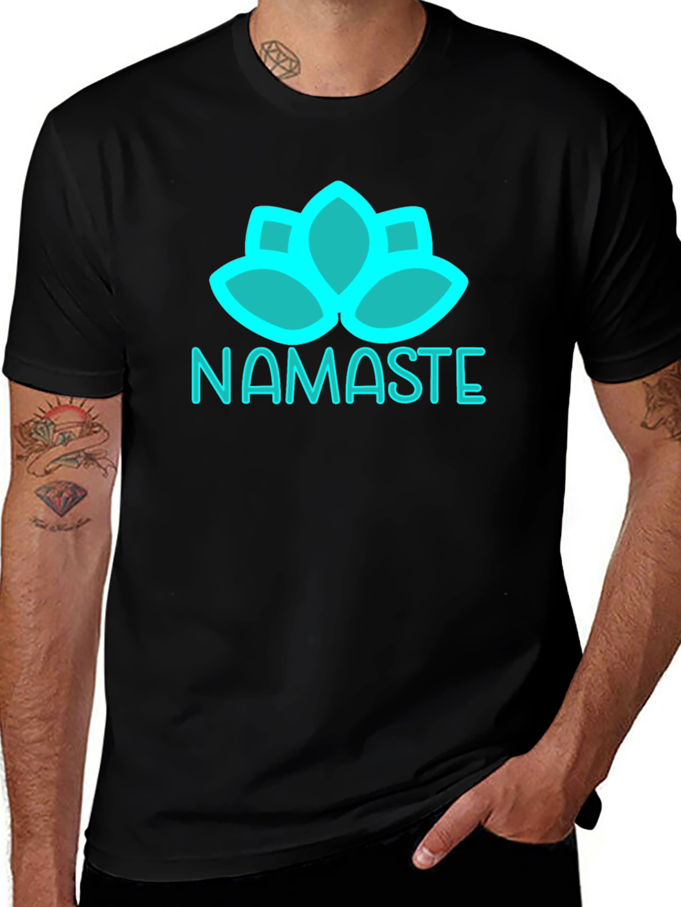 Namaste Lotus Graphic Tee - Black Cotton T-Shirt