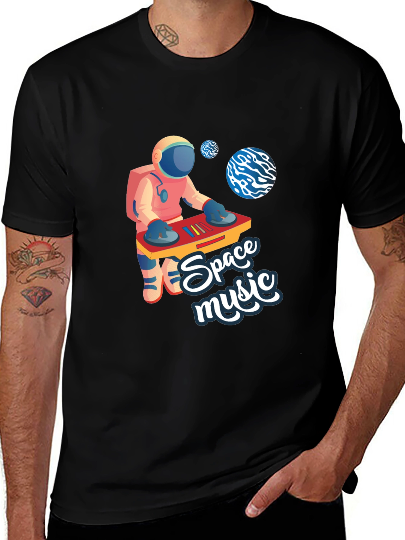 Variant 6 of Space Music Astronaut DJ Black T-Shirt