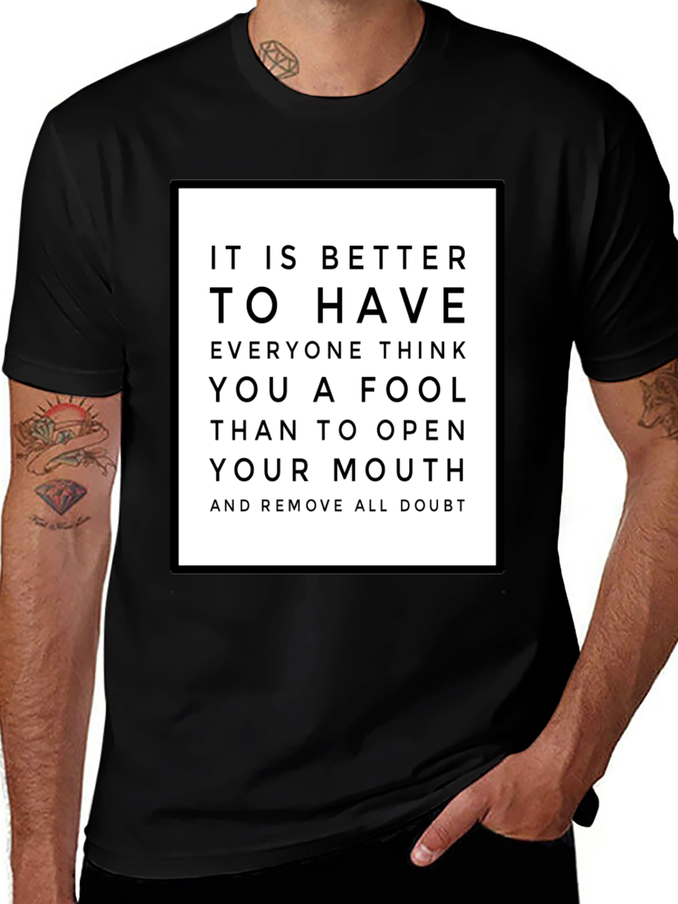 Variant 12 of Humorous Graphic Tee: Better to be Silent Fool