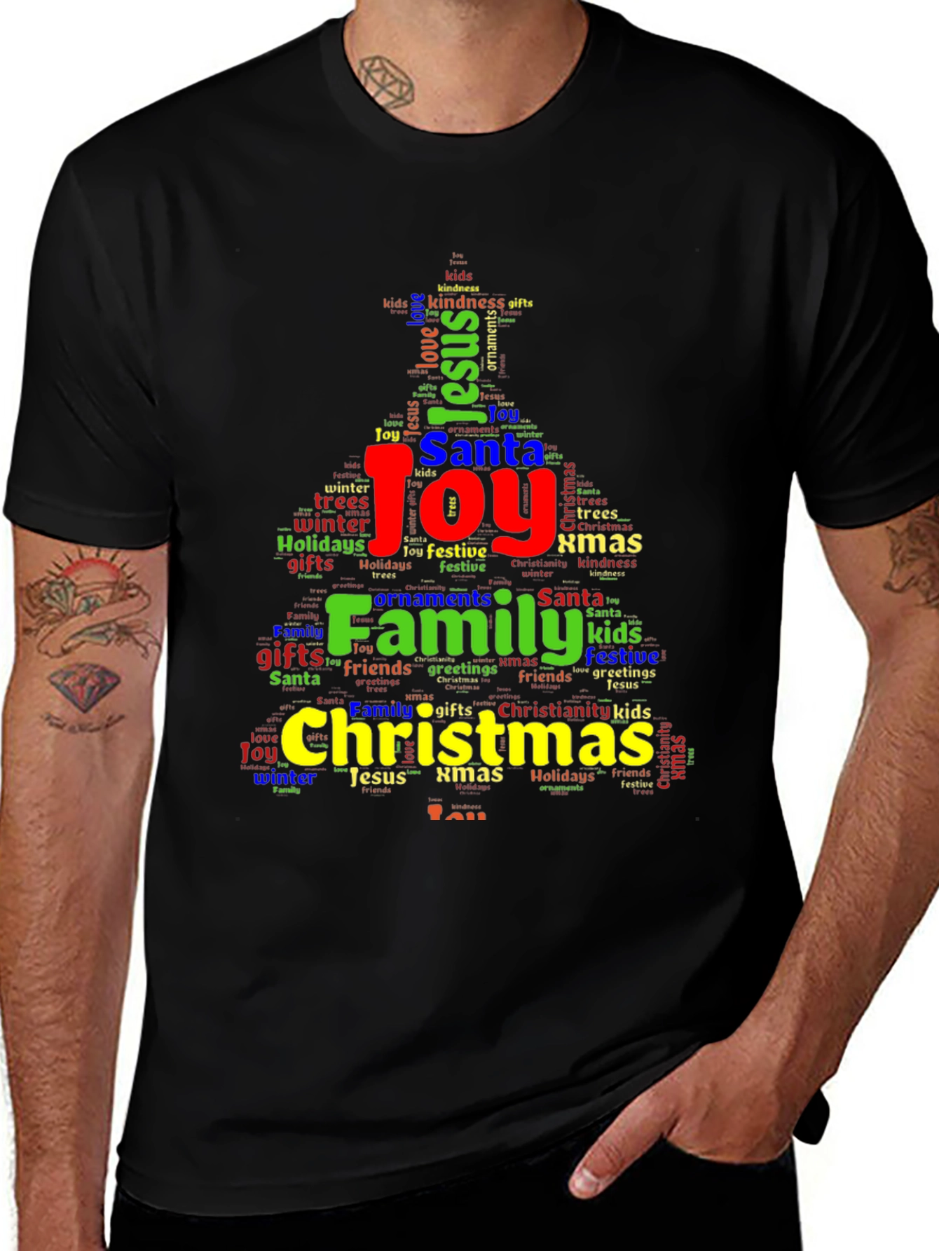Christmas Word Art Tree Graphic Tee