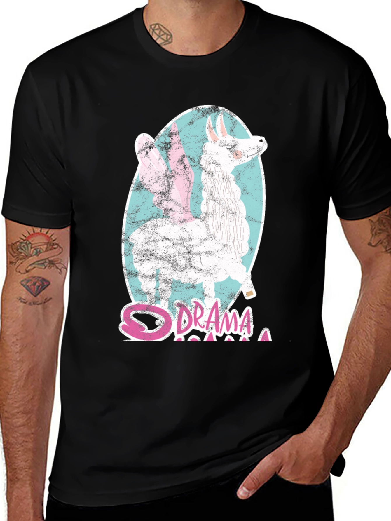 Variant 4 of Drama Llama T-Shirt - Men's Black Graphic Tee