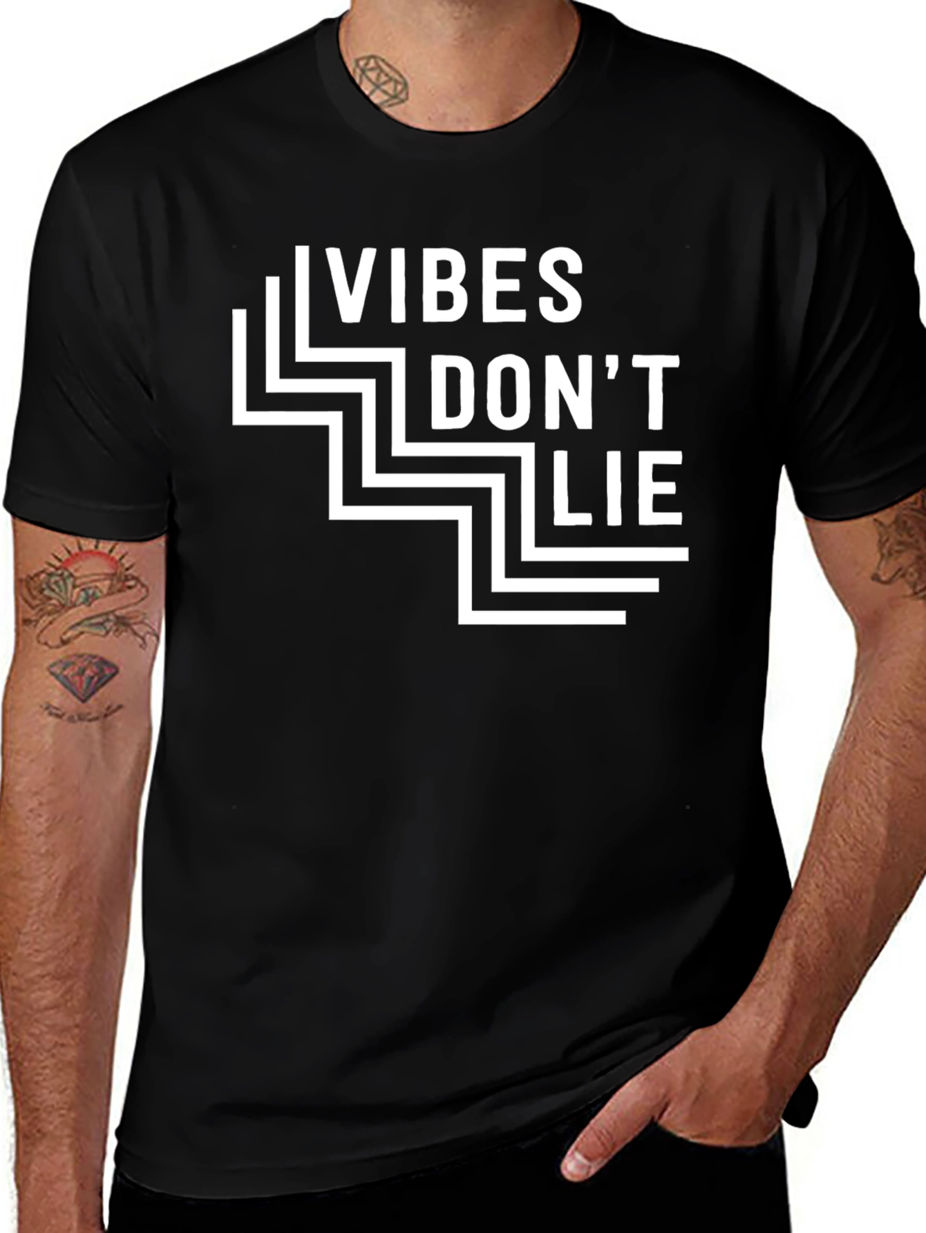 Variant 16 of Vibes Don't Lie Graphic Tee - Modern Black T-Shirt