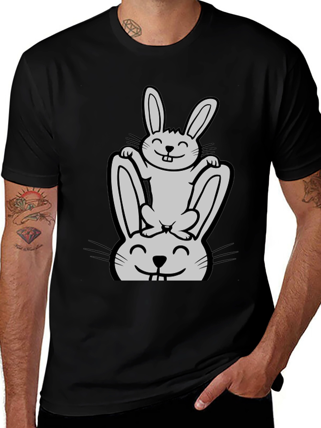 Variant 26 of Bunny Stack T-Shirt - Cute Graphic Tee
