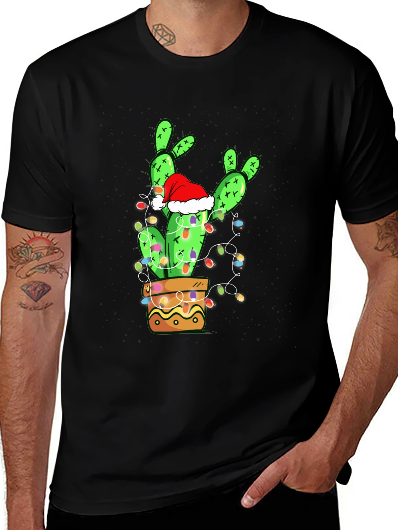 Variant 13 of Festive Cactus T-Shirt: Christmas Holiday Apparel
