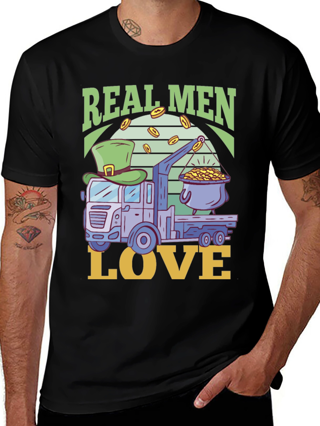 Real Men Love St. Patrick's Day Tow Truck T-Shirt