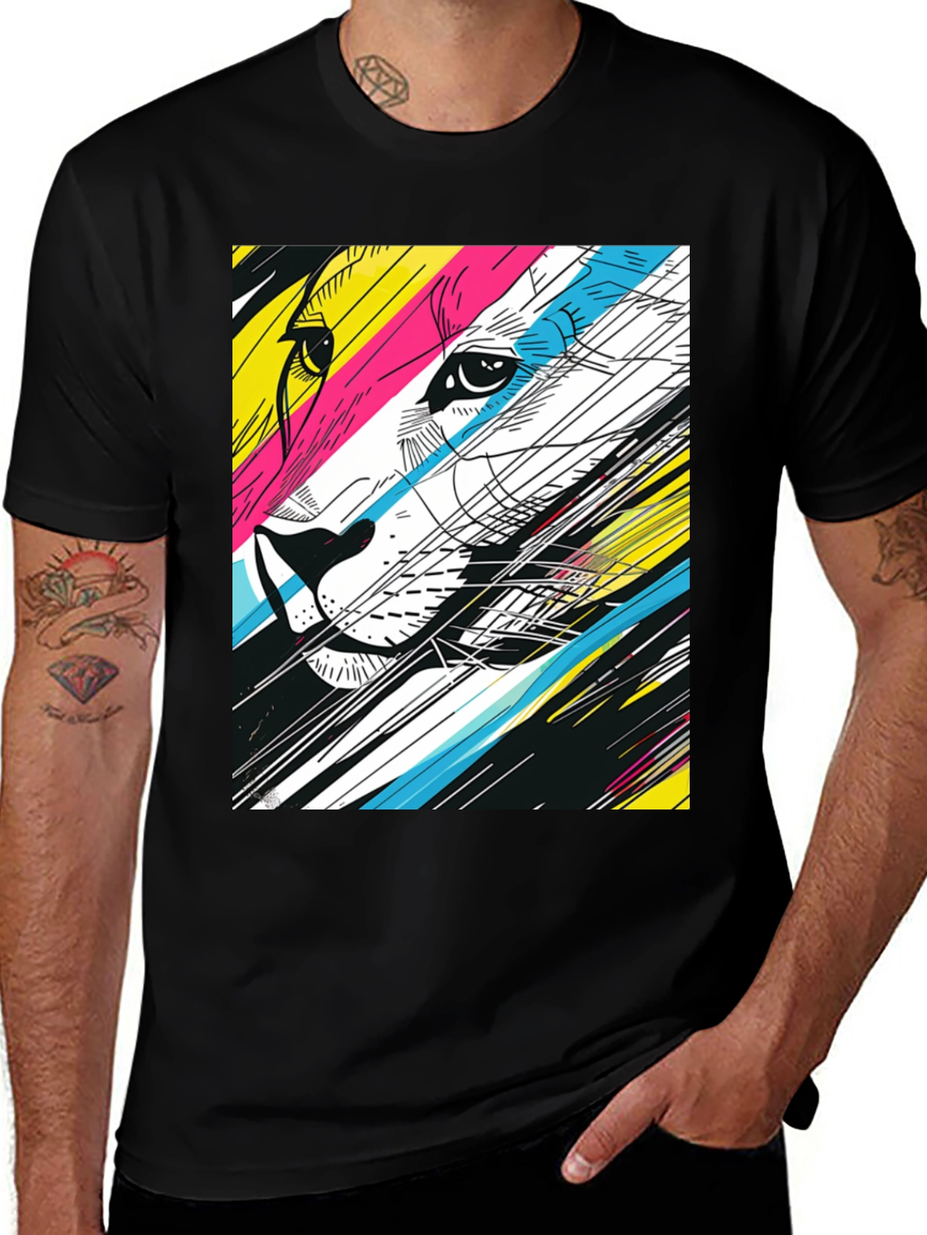 Variant 24 of Abstract Lion Graphic T-Shirt - Stylish Men's Tee