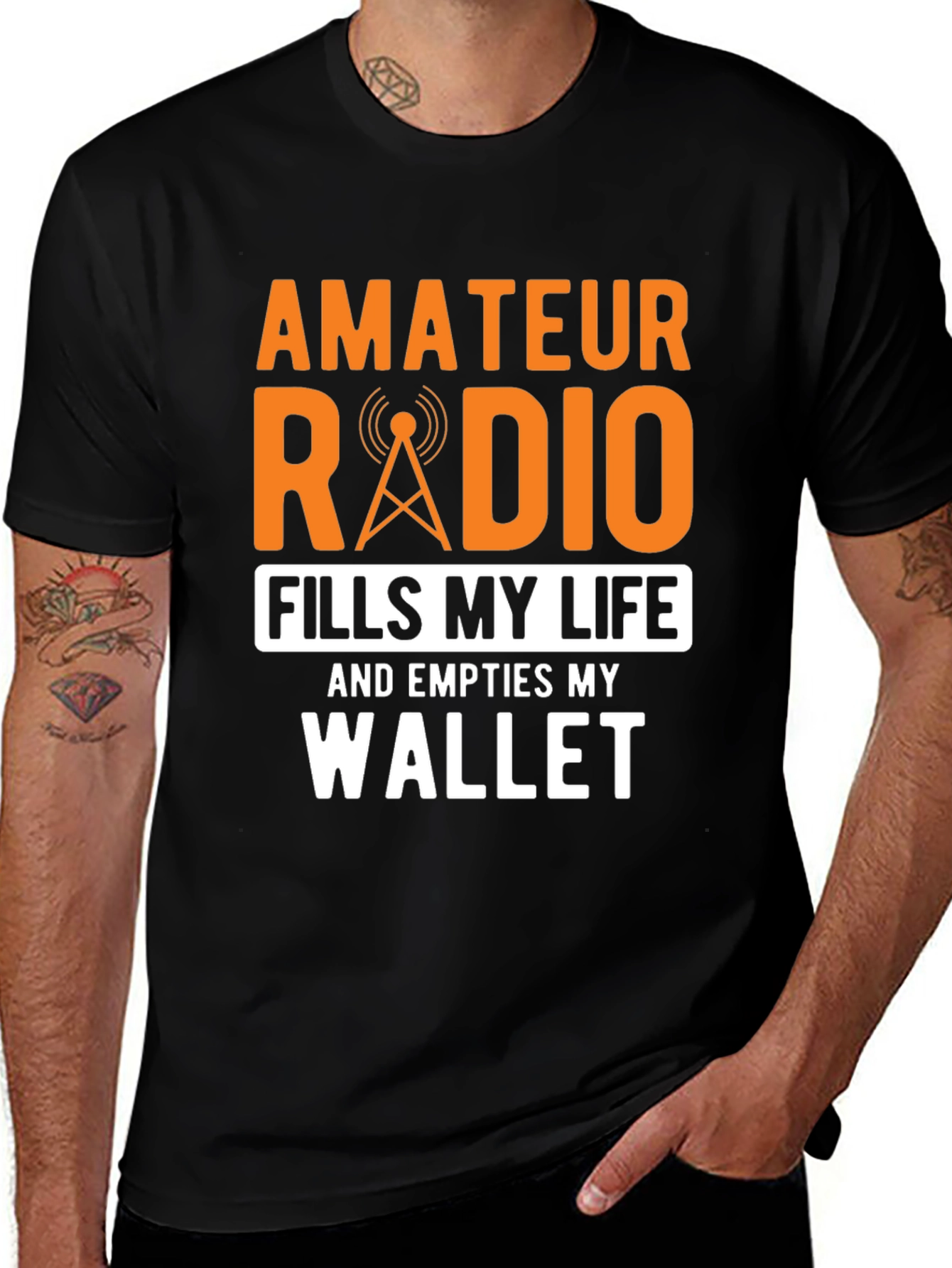 Amateur Radio Hobbyist Black Graphic T-Shirt