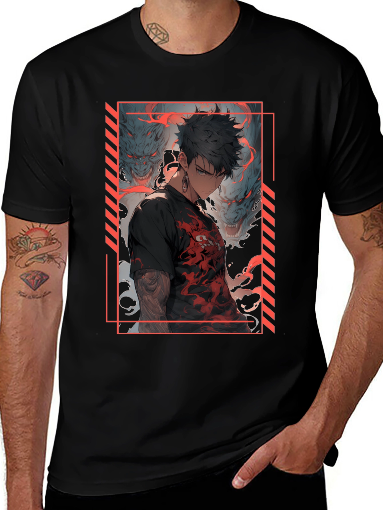 Variant 24 of Anime Graphic Print Black T-Shirt