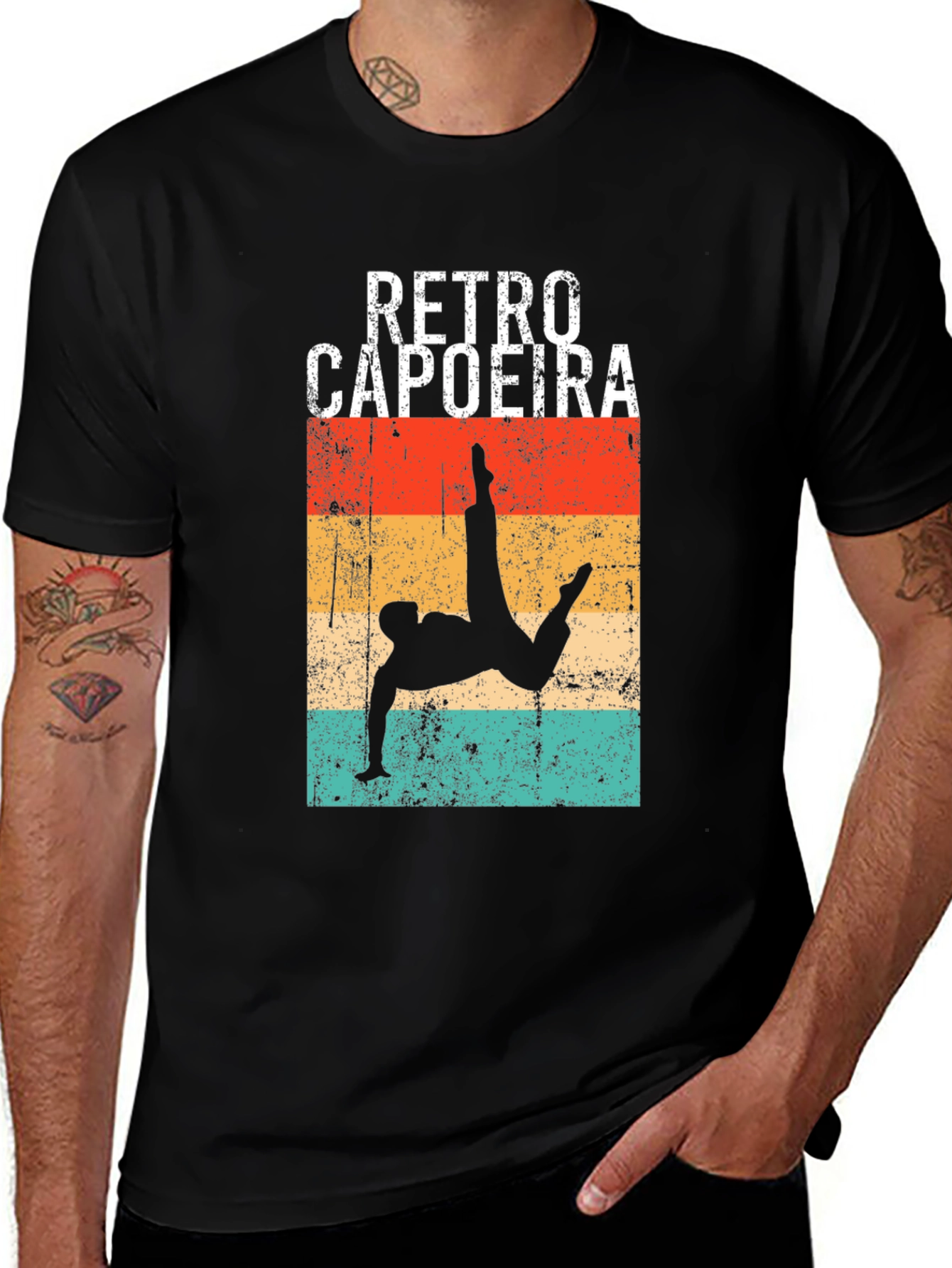 Retro Capoeira Graphic Tee - Black